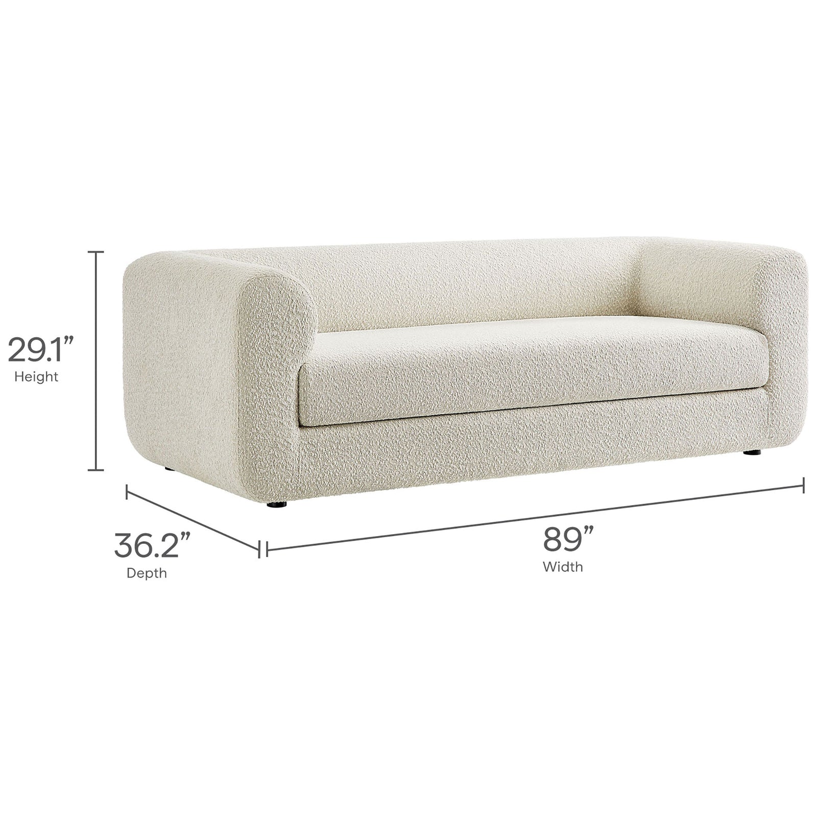 Dimension guide shows the sofa's overall width, depth, and height for confident space planning || EEI-7280-PRL || dimension_studio