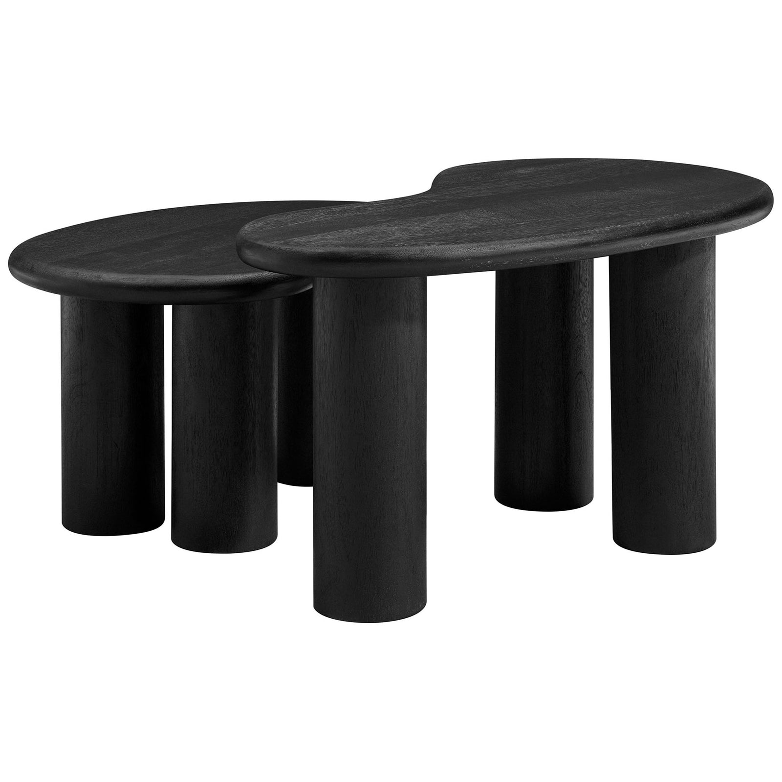 Versatile nesting design offers flexible layouts with solid wood construction and rounded waterfall edges || EEI-7283-BLK || back_angle_studio