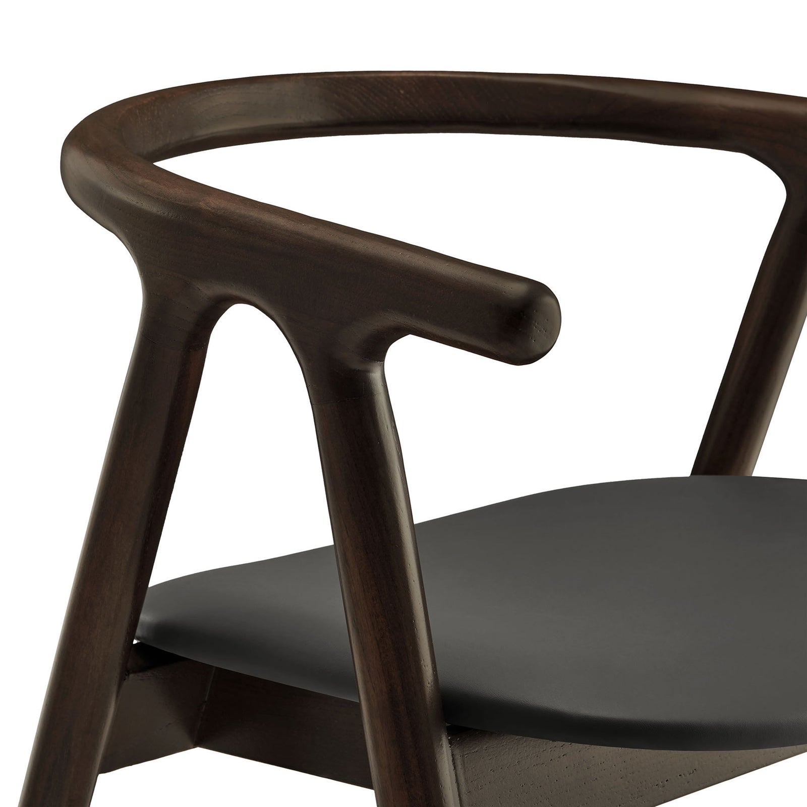 Smooth elm wood barrel armrest and seamless joinery detail on the Henry dining chair || EEI-7291-BLK || detail_studio