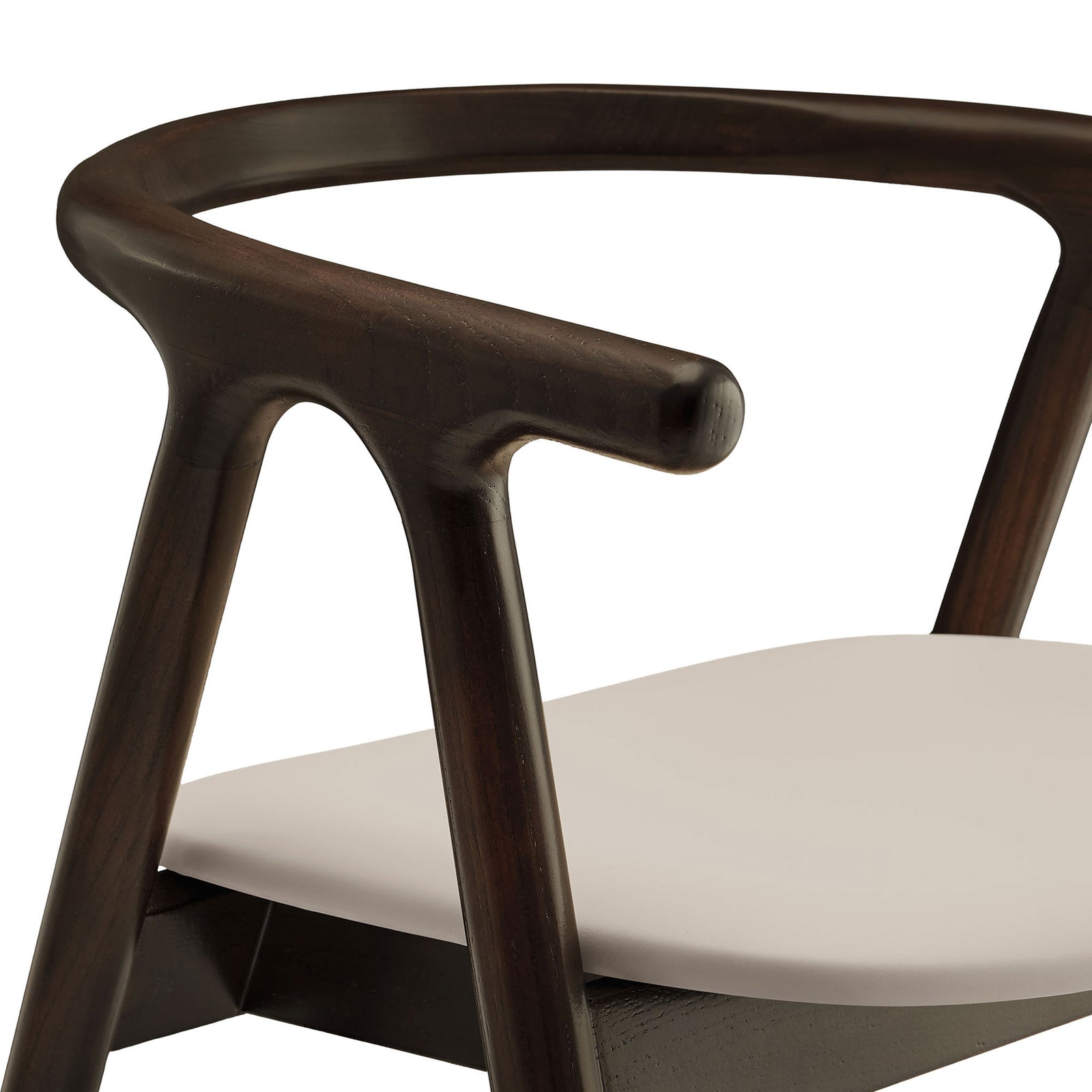 Sculpted elm wood armrest and seamless joints showcase the Henry chair craftsmanship and warm finish || EEI-7291-STO || detail_studio