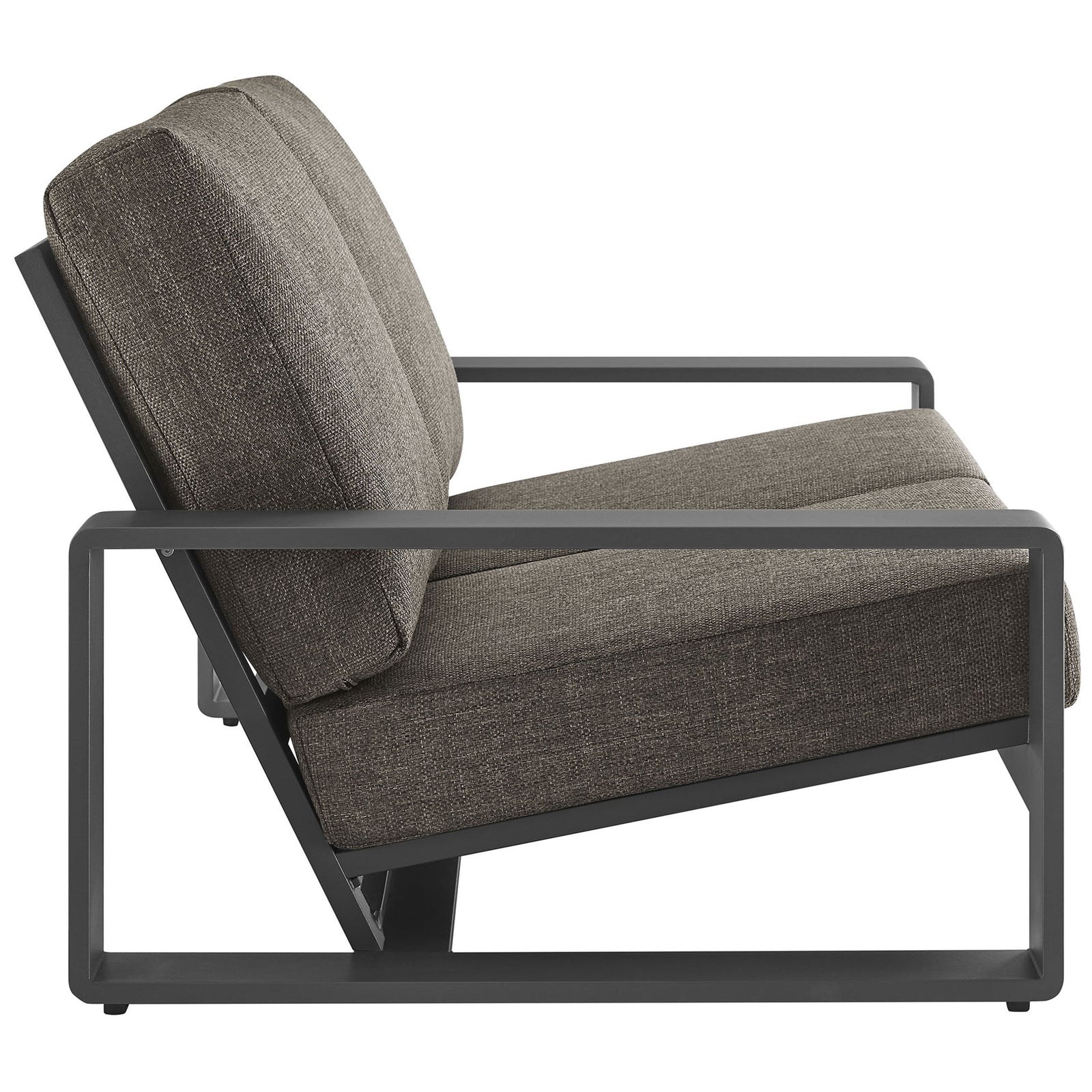 Angled seat and full cushions deliver lounge-worthy comfort in durable smoke gray fabric || EEI-7301-SMO-GRY || side_studio