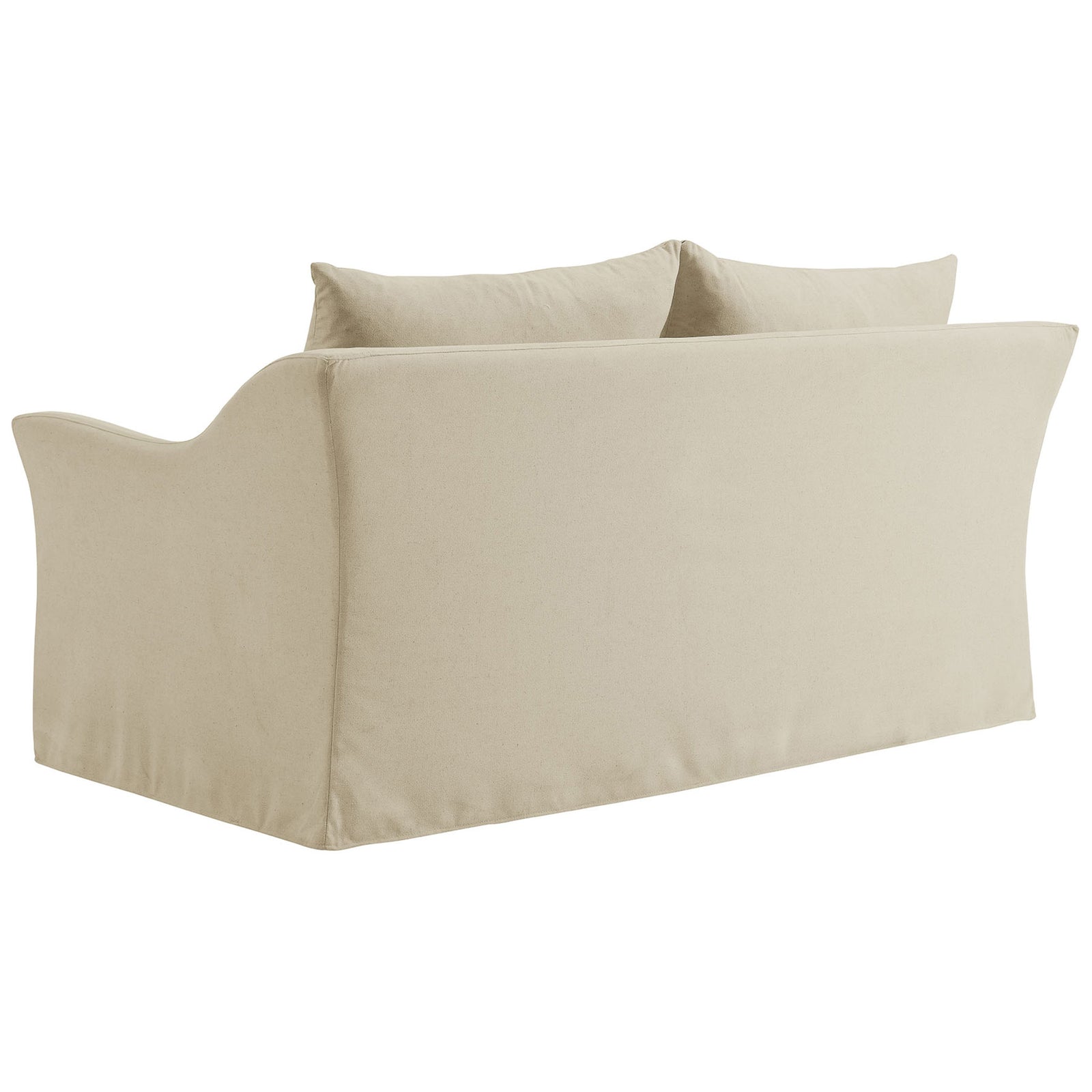 Tailored back and full skirt of linen blend loveseat for a clean streamlined look || EEI-7311-LIN || back_studio