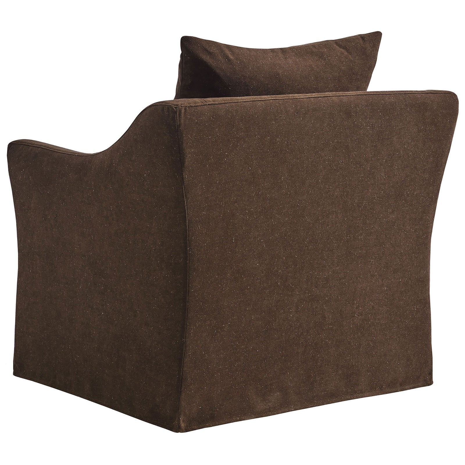 Tailored slipcover silhouette with plush back cushion and clean, minimalist lines || EEI-7312-COA || back_angle_studio