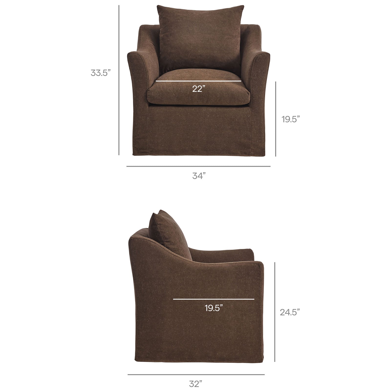 Compact armchair design sized for versatile living rooms and reading nooks || EEI-7312-COA || dimension_studio