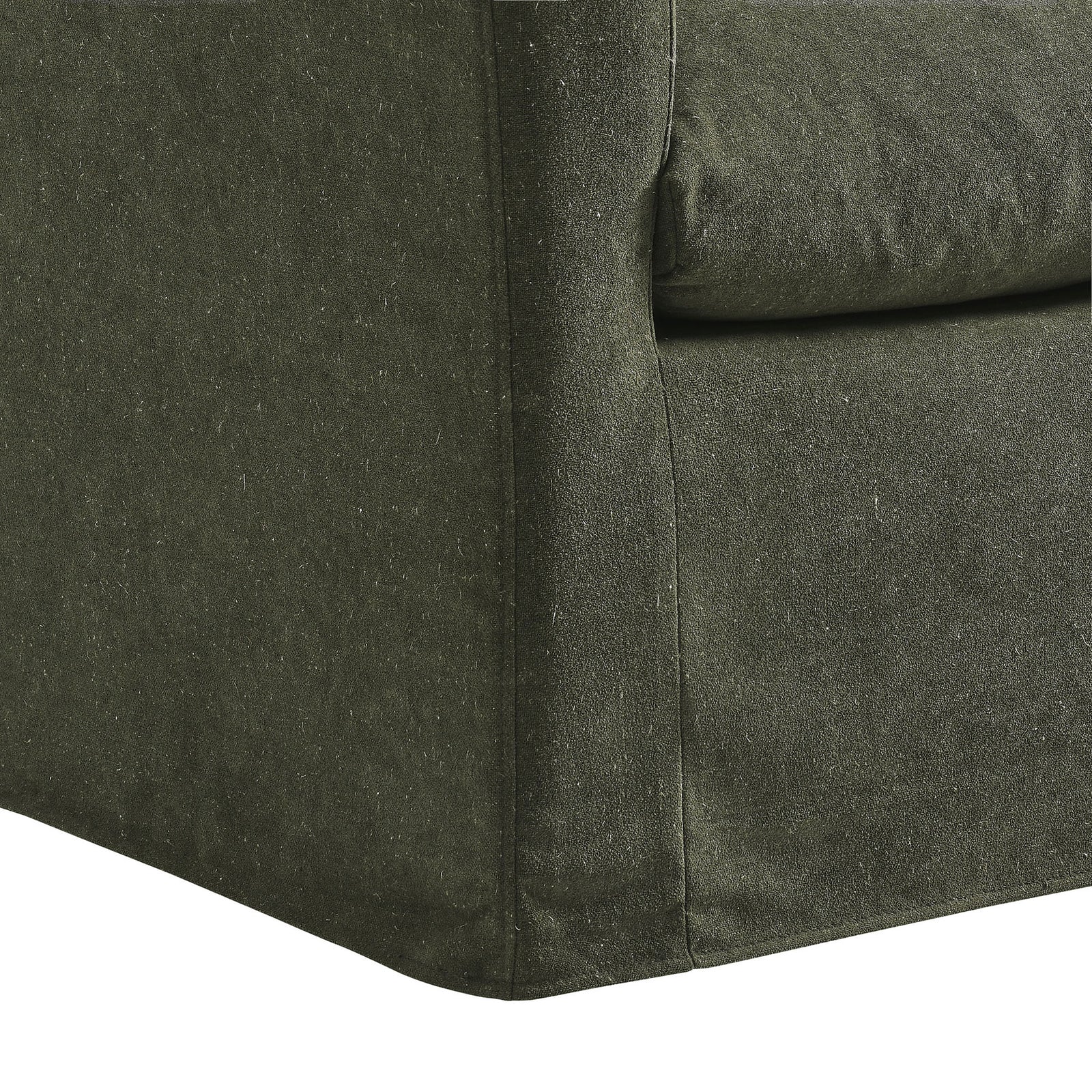 Durable linen-blend upholstery with neat seaming and a smooth, skirted base for a polished look || EEI-7312-SGE || leg_studio