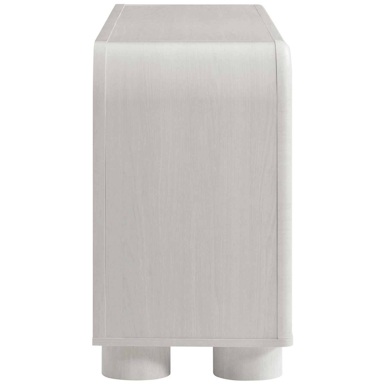 Streamlined ash finish profile showcasing the cabinet's smooth sides and double cylindrical feet || EEI-7315-ASH || side_studio