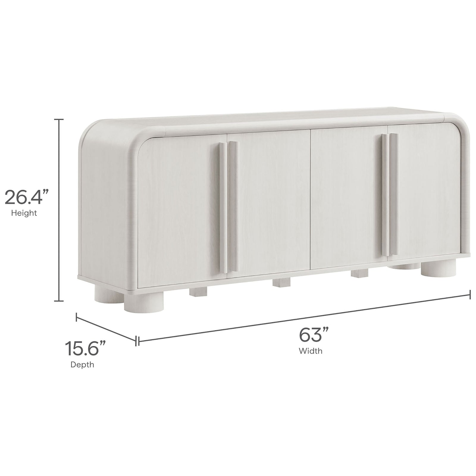 Dimension diagram displaying the ash sideboard's overall height, width, and depth measurements || EEI-7315-ASH || dimension_studio