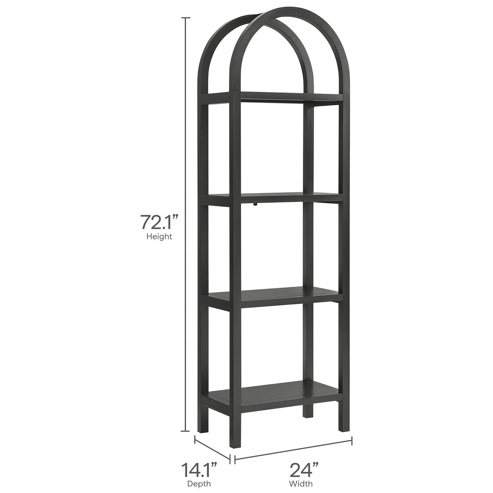Dimensions: 72.1 in height, 24 in width, and 14.1 in depth for an elegant slim footprint || EEI-7316-BLK || dimension_studio