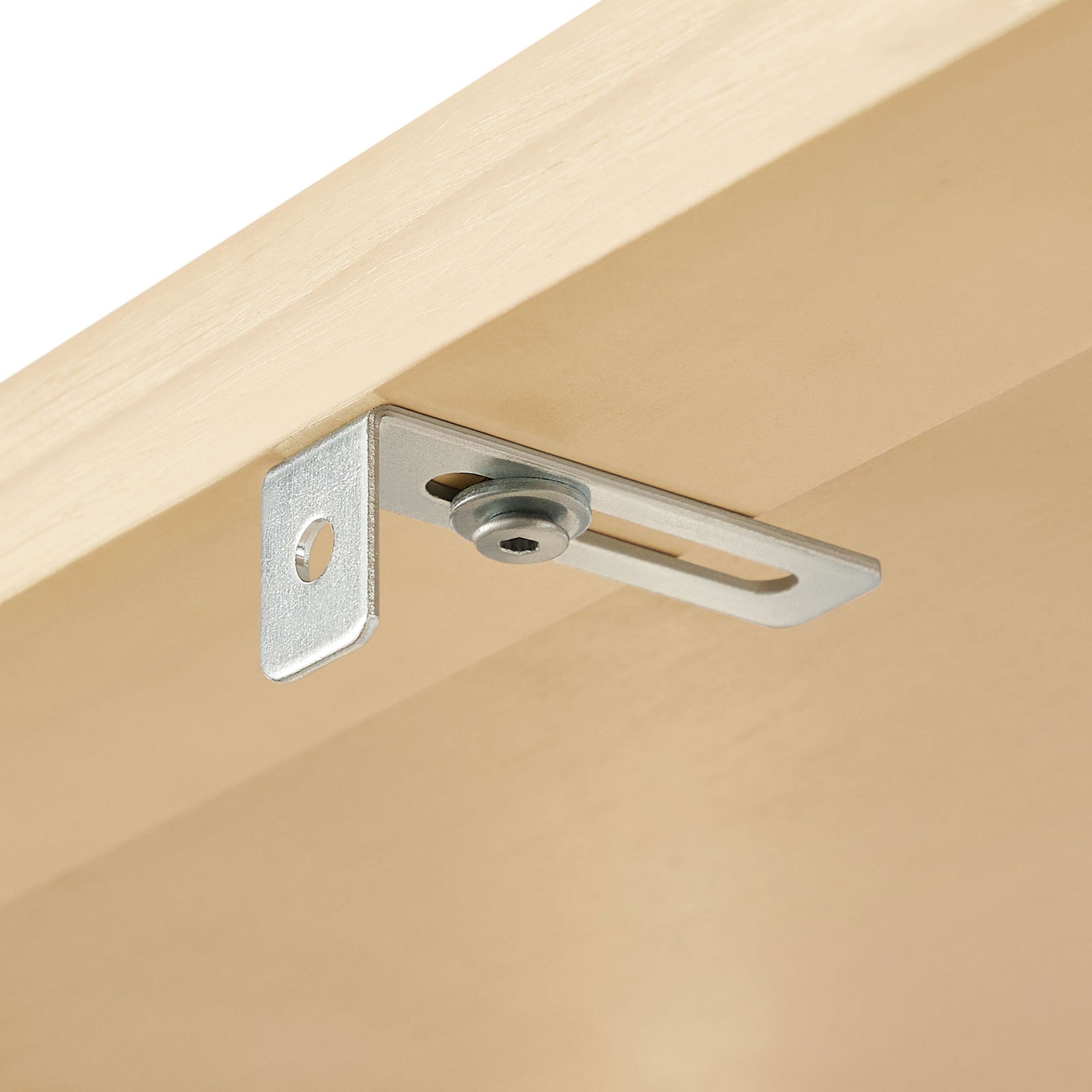 Anti-tip bracket detail adds stability and peace of mind || EEI-7316-NAT || detail_studio