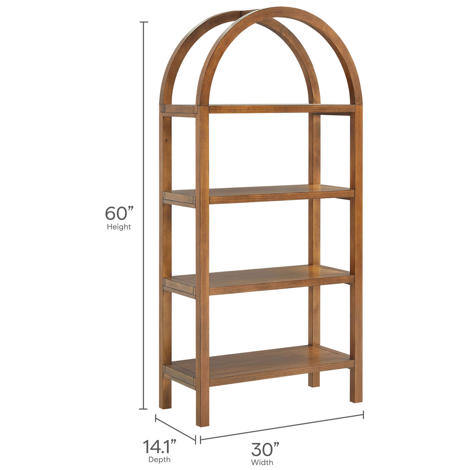 Space-smart 60 inch bookcase sized at 30 inches wide by 14.1 inches deep for versatile storage || EEI-7317-WAL || dimension_studio
