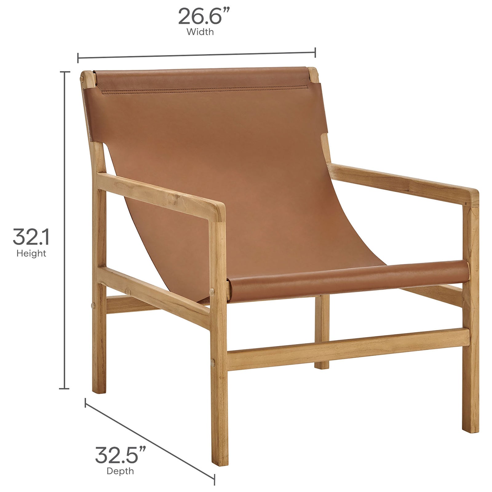 Measures 26.6 in W x 32.5 in D x 32.1 in H for spacious, lounge-worthy comfort || EEI-7324-CSN || dimension_studio