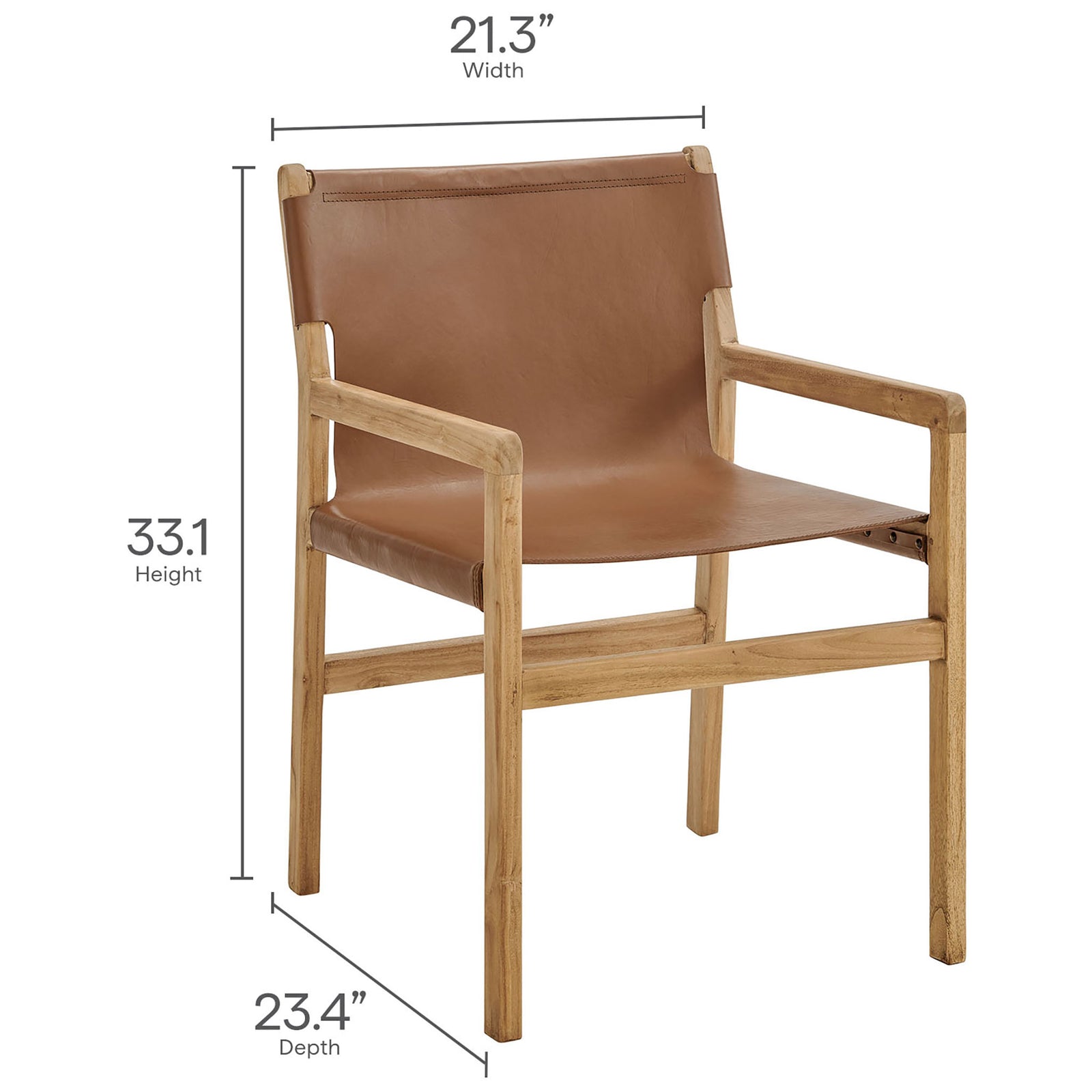 Sonora dining chair with overlay measurements showing overall width, depth, and height for planning || EEI-7325-CSN || dimension_studio