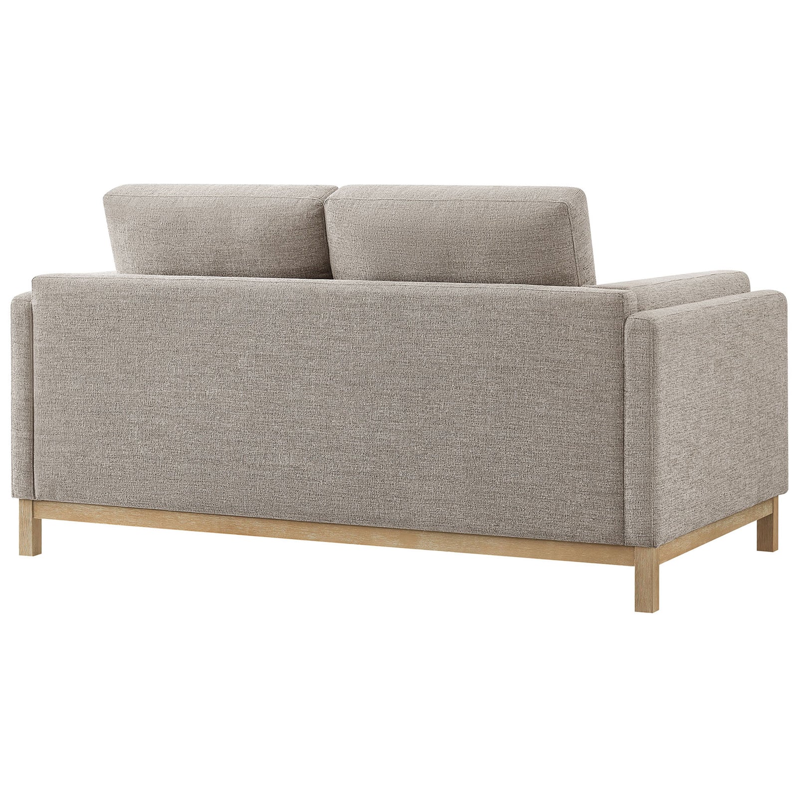 Clean upholstered back and slim wooden base create a refined profile from every angle. || EEI-7328-PEW || back_angle_studio