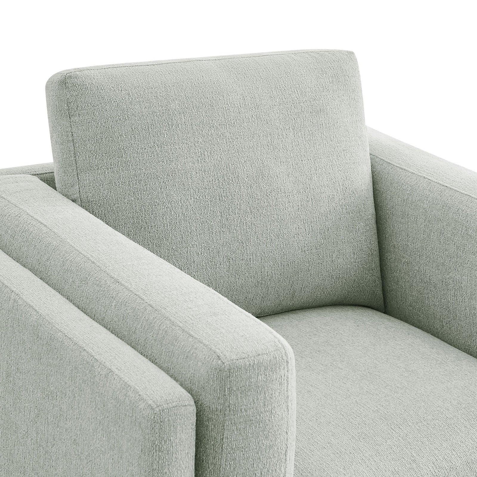 Soft melange chenille texture and generously padded back and seat cushions || EEI-7329-MST || detail_studio