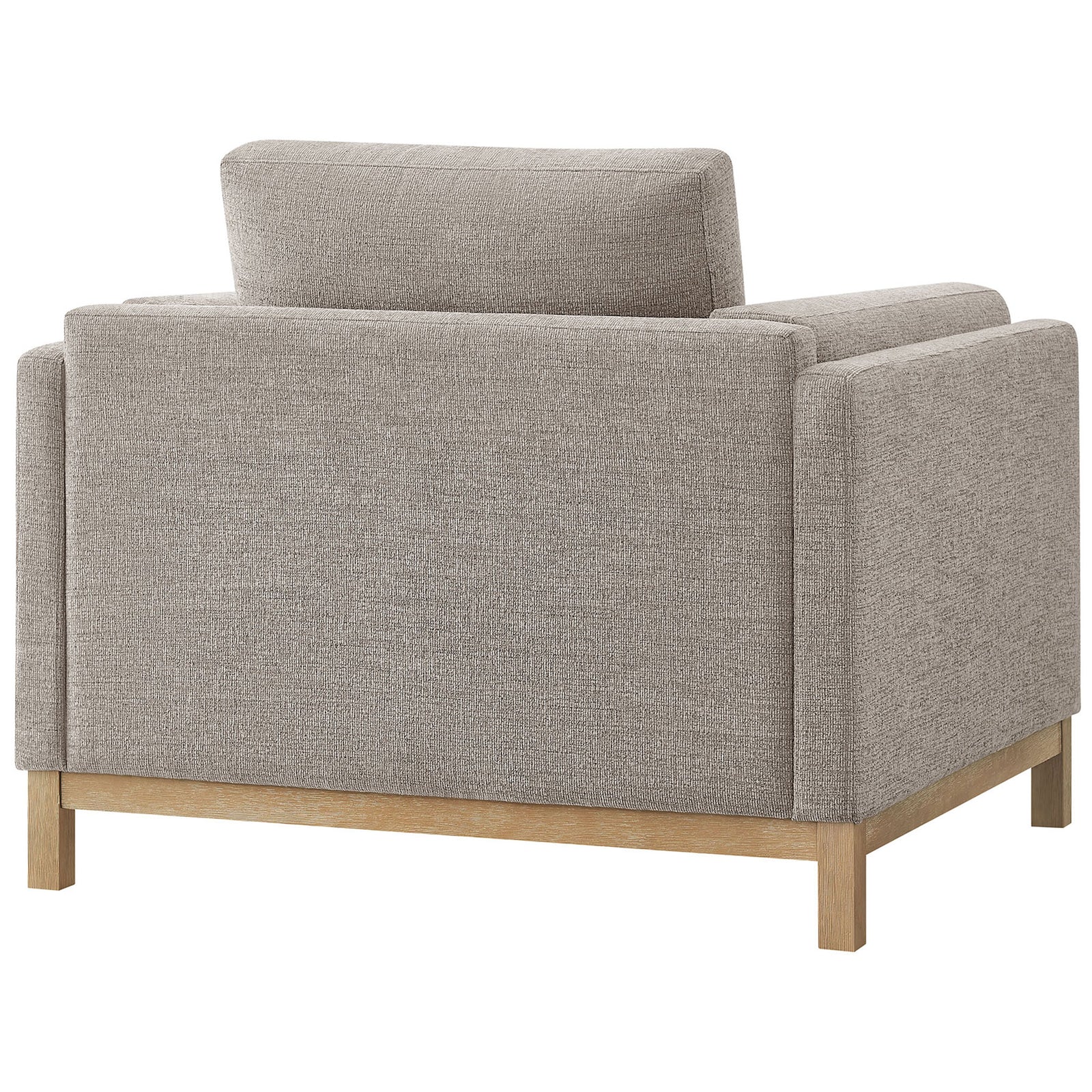 Clean-lined back in textured melange chenille over a sturdy wood base with square legs. || EEI-7329-PEW || back_angle_studio