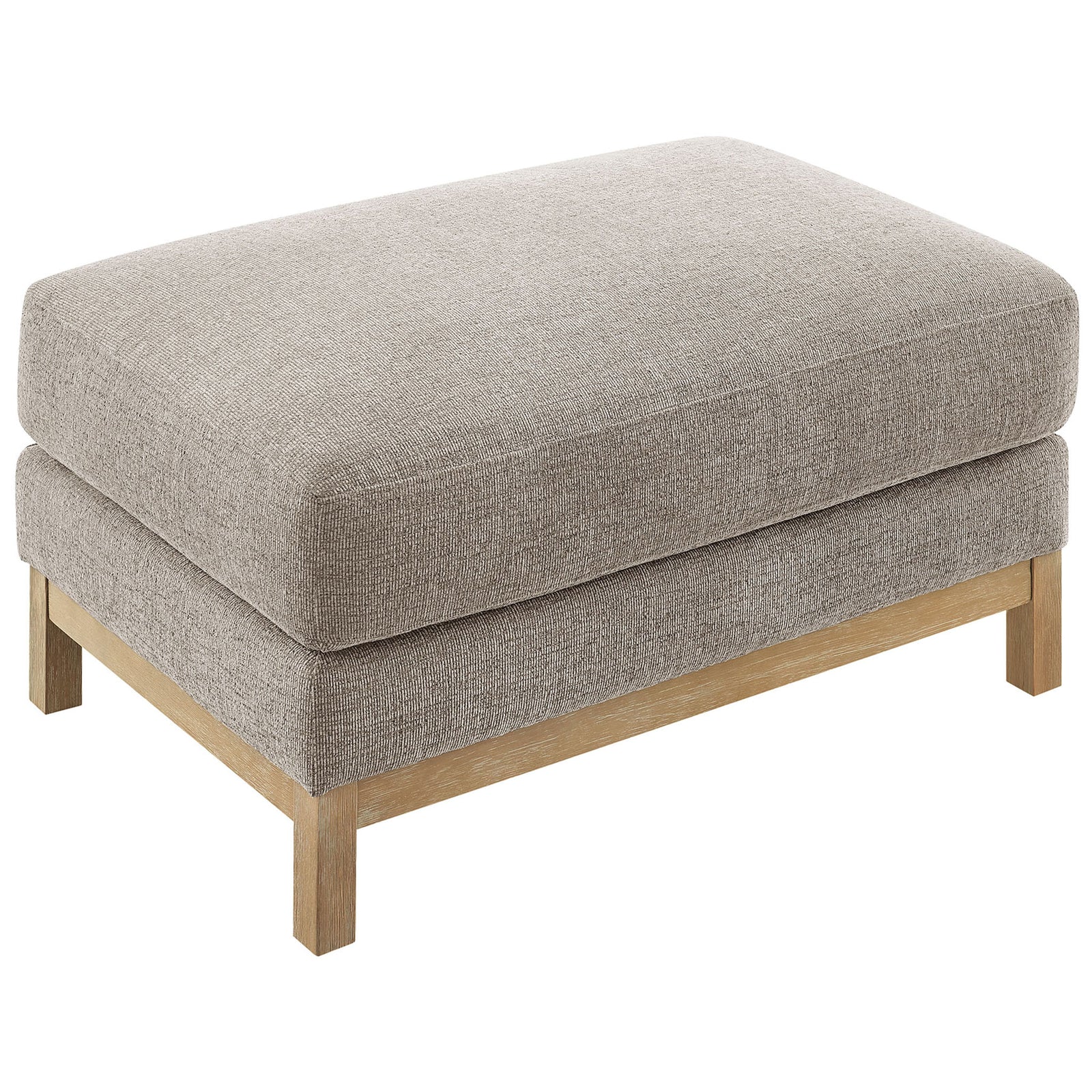 Spacious rectangular seat offers ample room for lounging, with soft pewter chenille upholstery. || EEI-7330-PEW || front_angle_studio