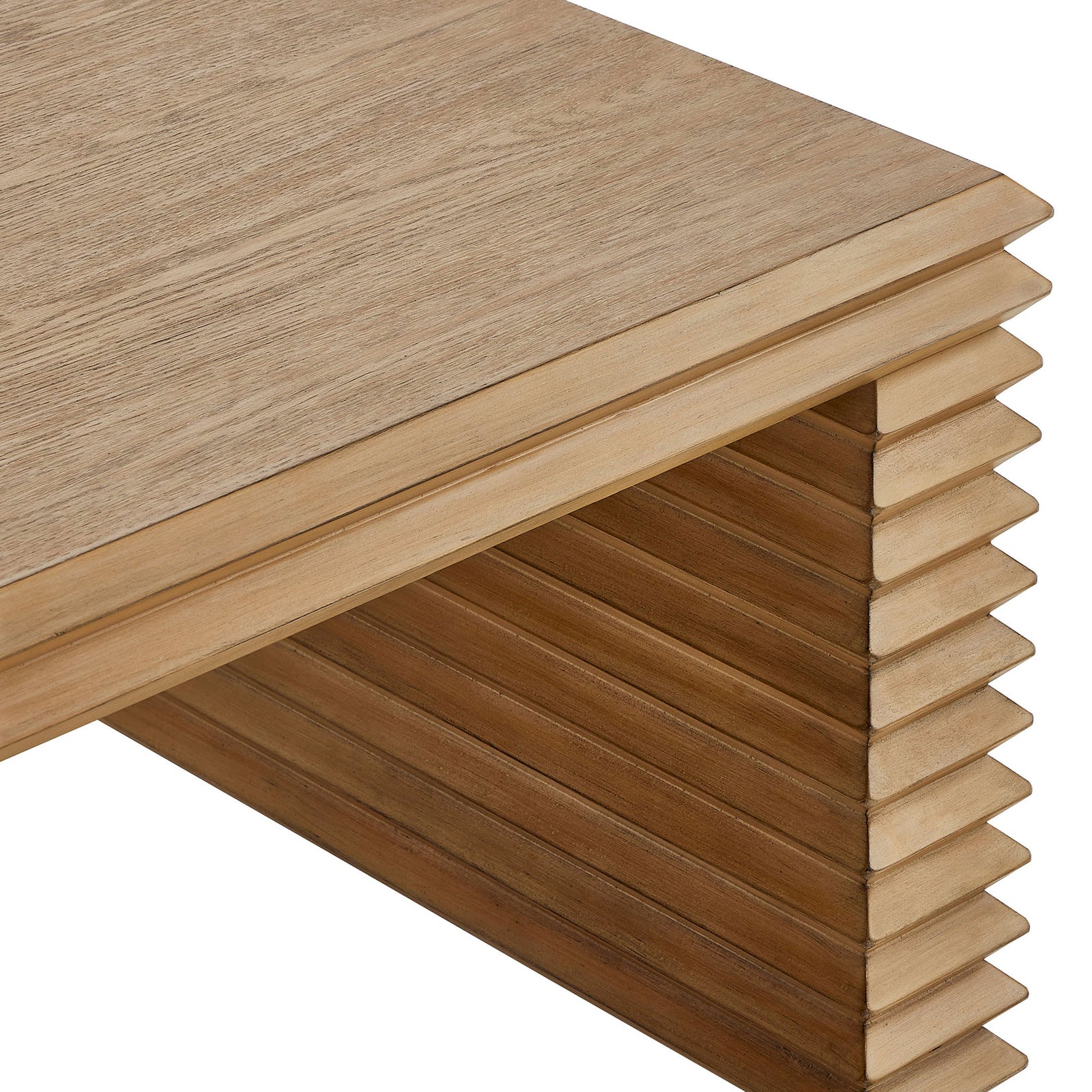Refined oak wood grain tabletop meets crisp, tiered edges for a modern, textural look || EEI-7348-WOA || detail_studio
