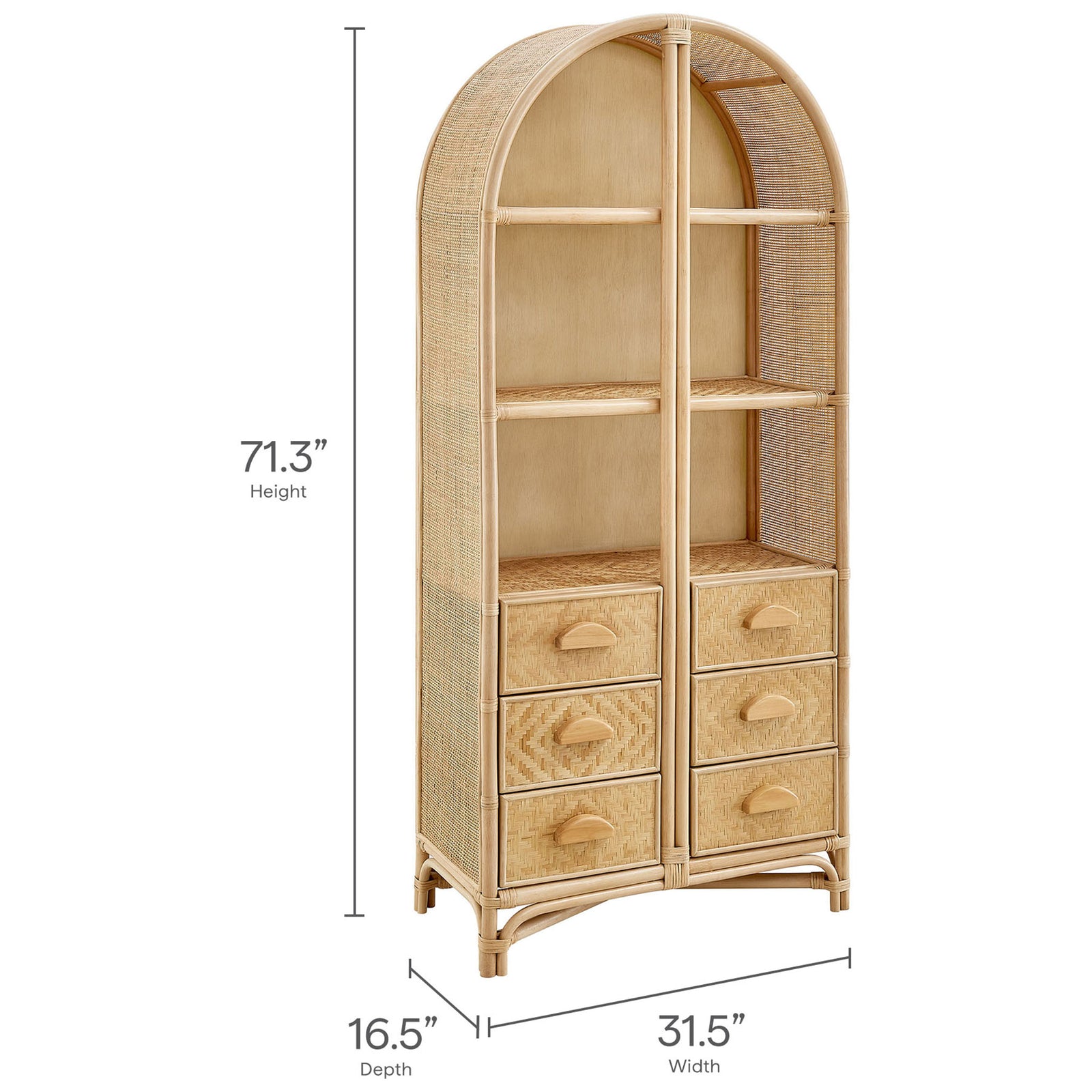 Generous storage height and balanced footprint sized for versatile placement || EEI-7362-NAT || dimension_studio