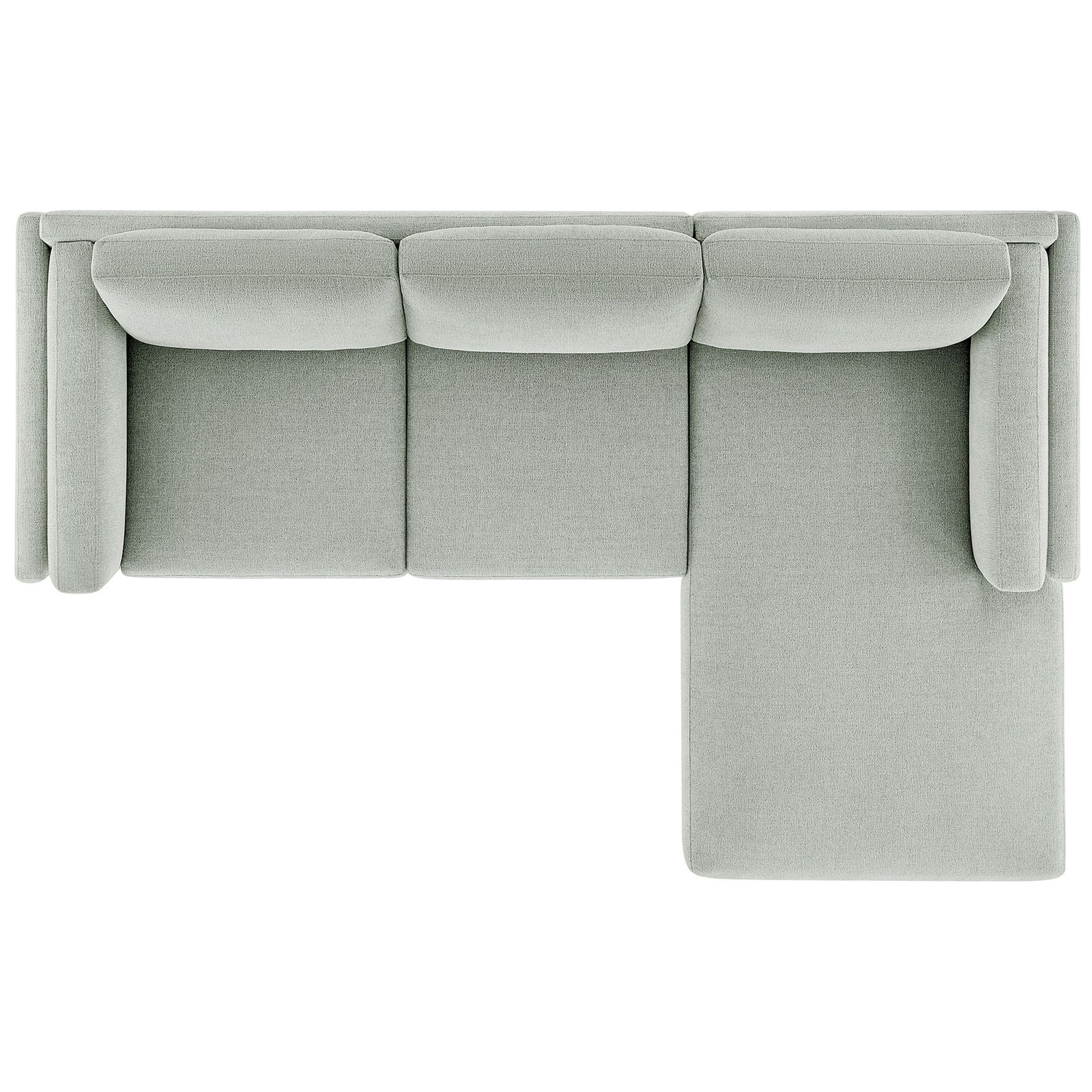 Mist chenille sectional sofa with right-facing chaise showing spacious seating and clean lines || EEI-7375-MST || top_studio