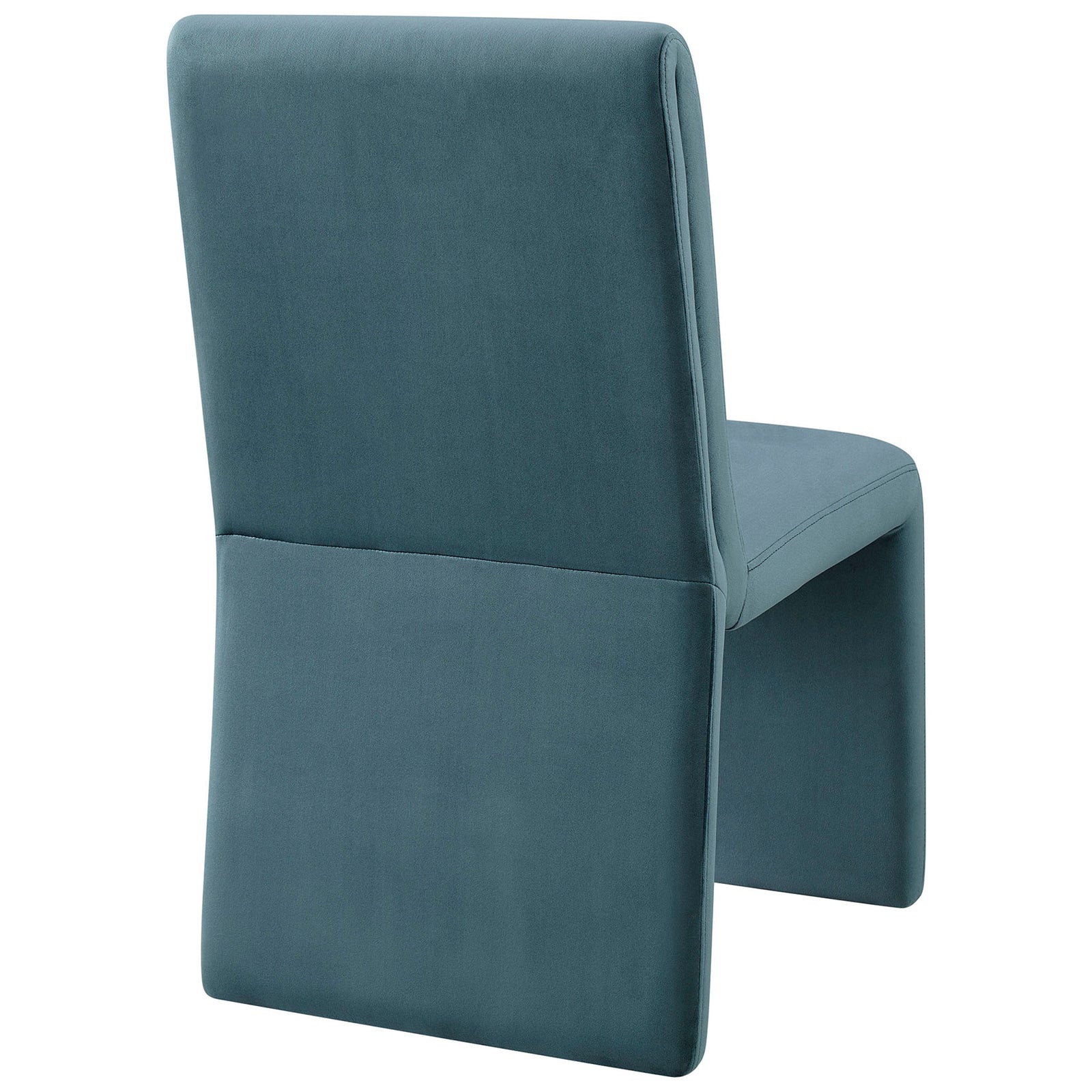 Smooth tailored back in cadet blue performance velvet wraps the chair in a clean, modern silhouette || EEI-7384-CAB || back_angle_studio