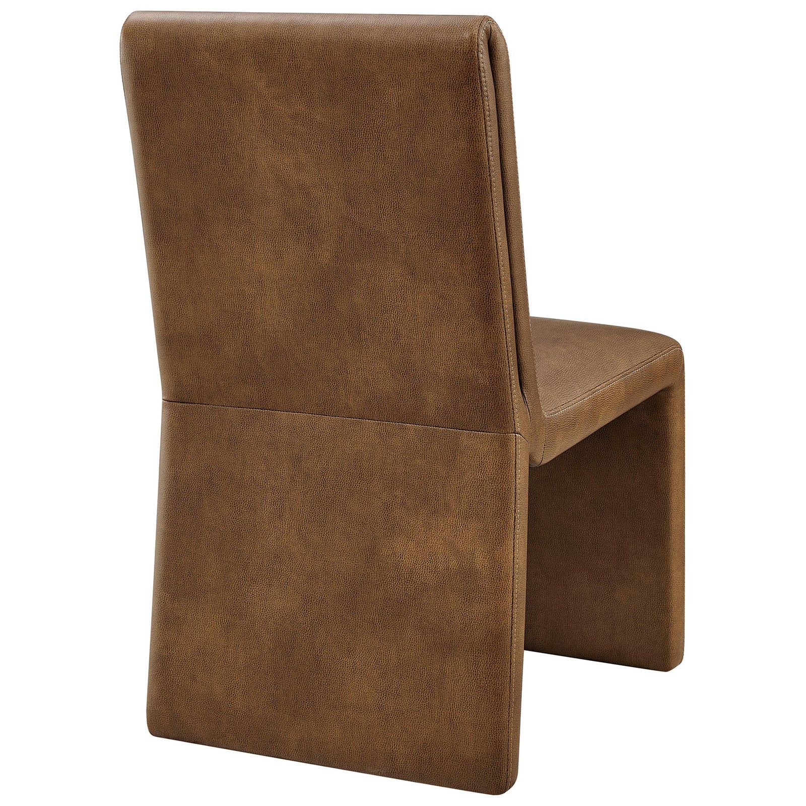 Canyon vegan leather chair with tailored back panel, tonal seams, and a fully wrapped waterfall base || EEI-7385-CYN || back_angle_studio