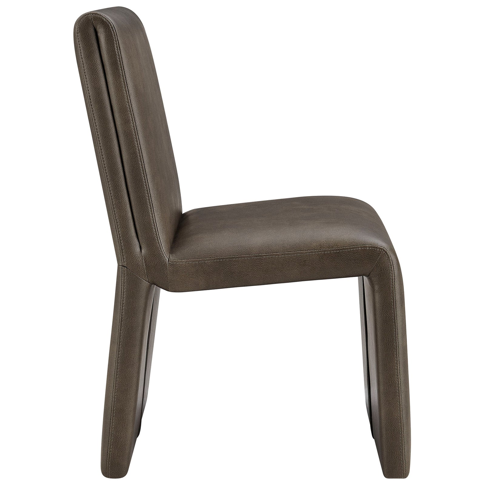 Emory dining chair with plush padded seat, slim sculpted silhouette, and fully wrapped vegan leather upholstery || EEI-7385-MUS || side_studio