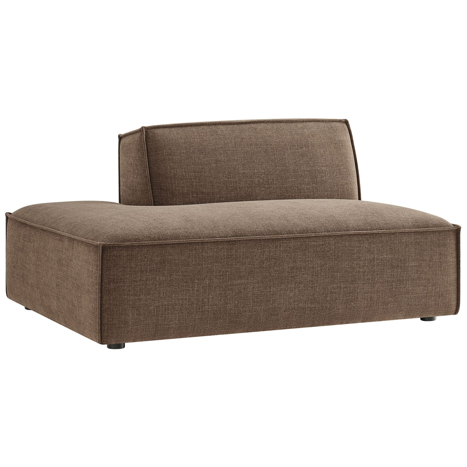 Broad, deep seat and clean-lined profile in soft mocha upholstery || EEI-7386-MOC || front_angle_studio