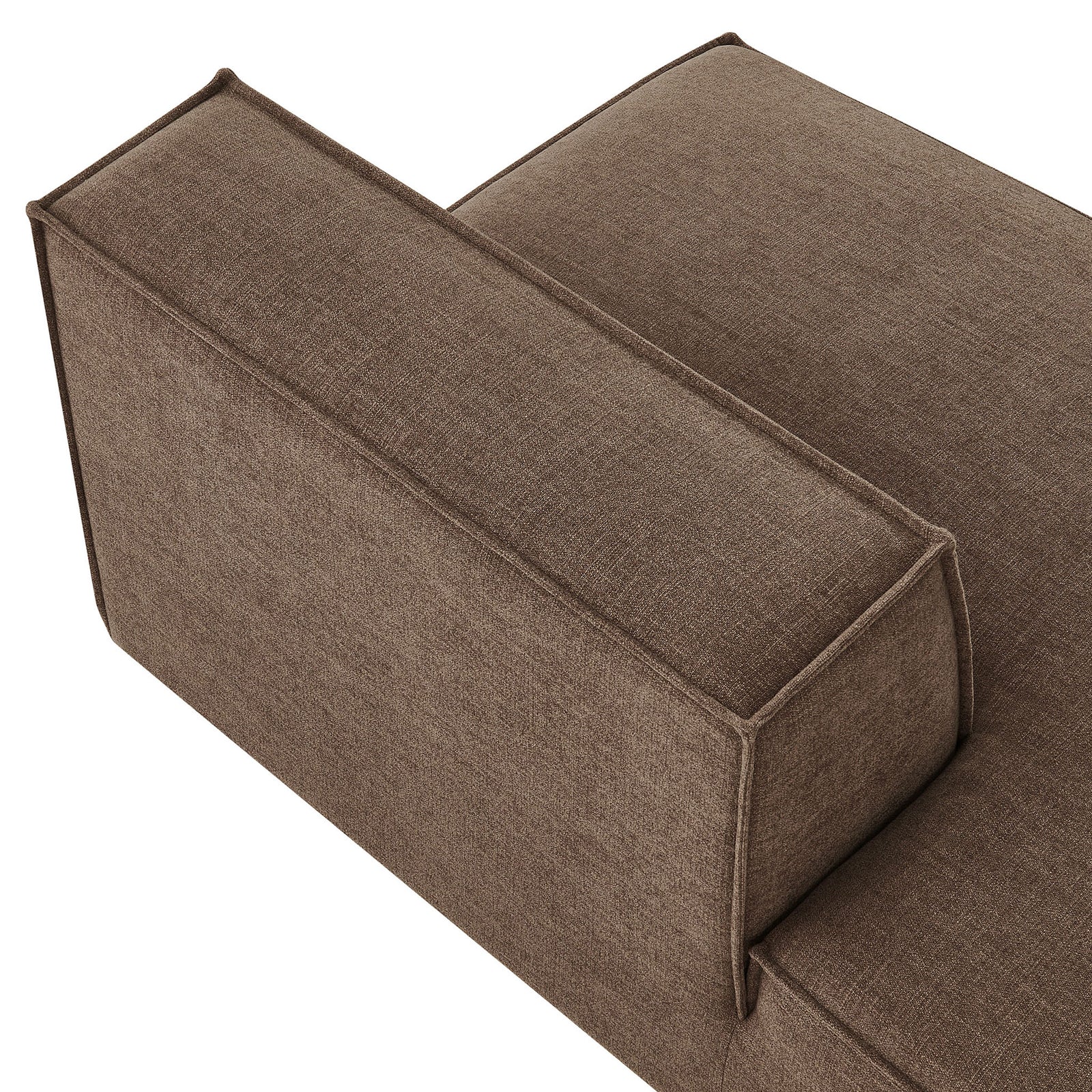 Close-up of mocha upholstery with refined French piping and smooth texture || EEI-7386-MOC || detail_studio