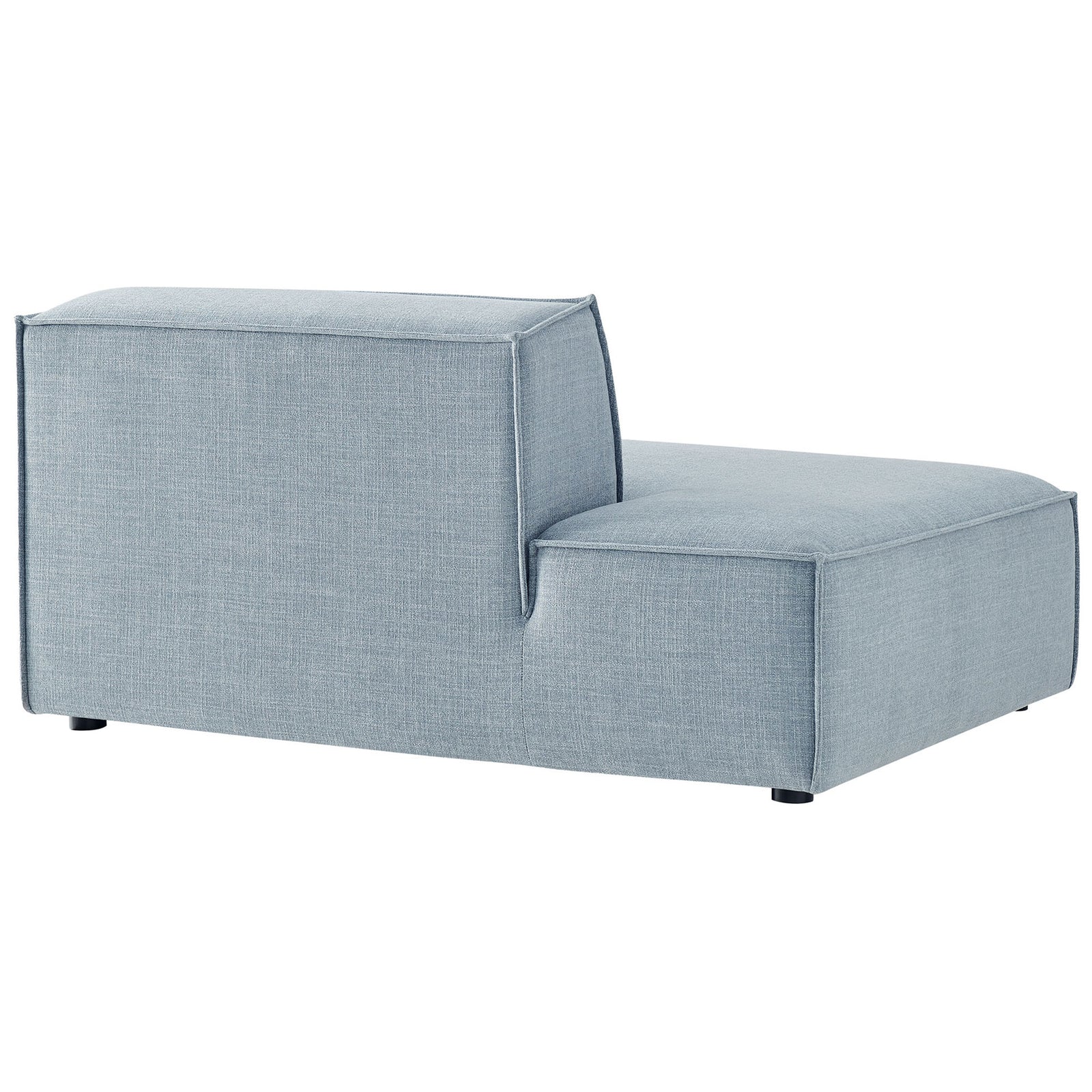 Boxy silhouette with tailored seams and low feet in durable sky blue performance fabric || EEI-7386-SKY || back_angle_studio
