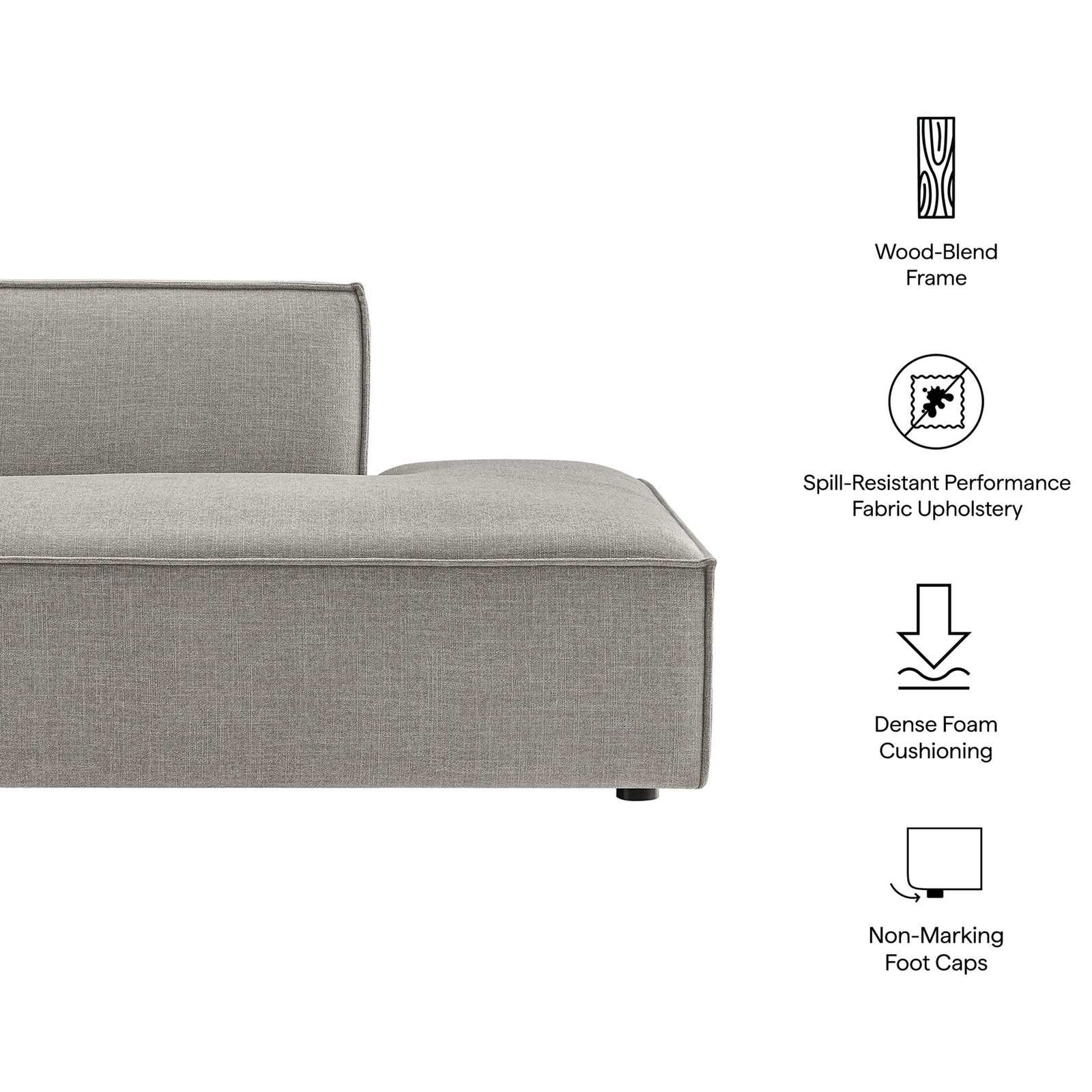 Highlights: Wood-blend frame, dense foam comfort, pocket-coil support, and non-marking foot caps || EEI-7388-PEW || callout_studio