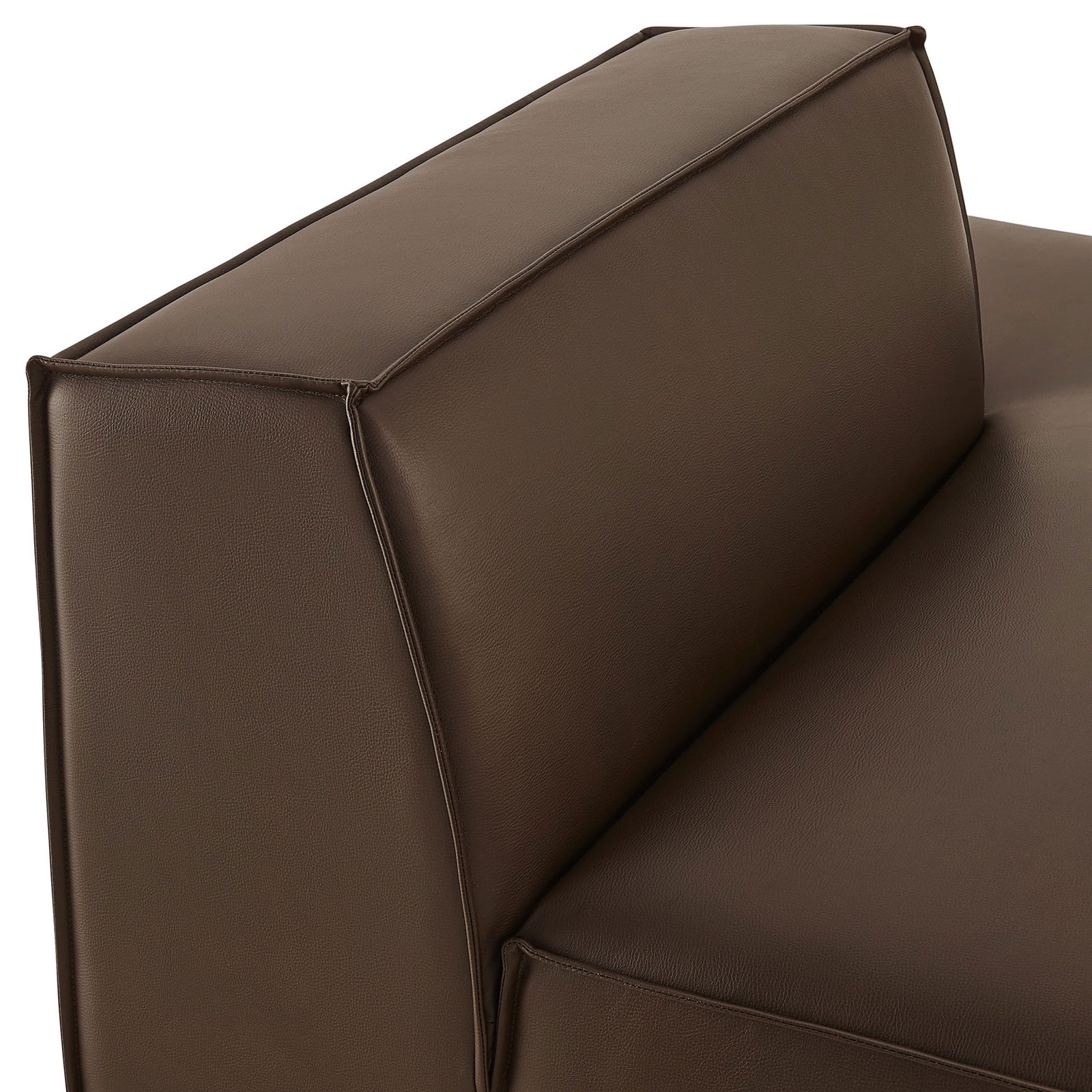 Supple espresso vegan leather texture and neat piping for a refined, modern look. || EEI-7389-ESP || detail_studio
