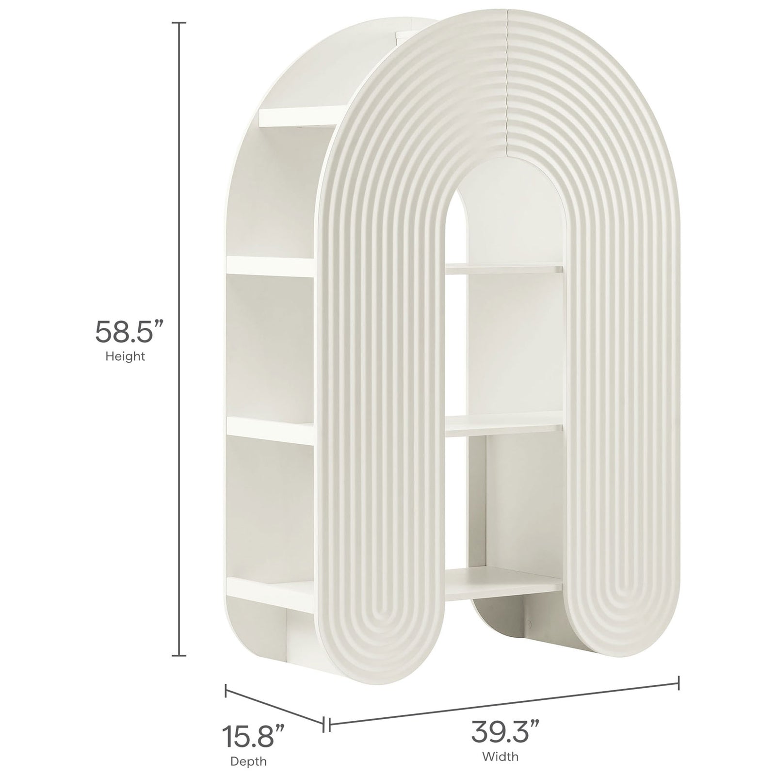 Dimensions: 58.5 in. height, 39.3 in. width, 15.8 in. depth || EEI-7390-WHI || dimension_studio