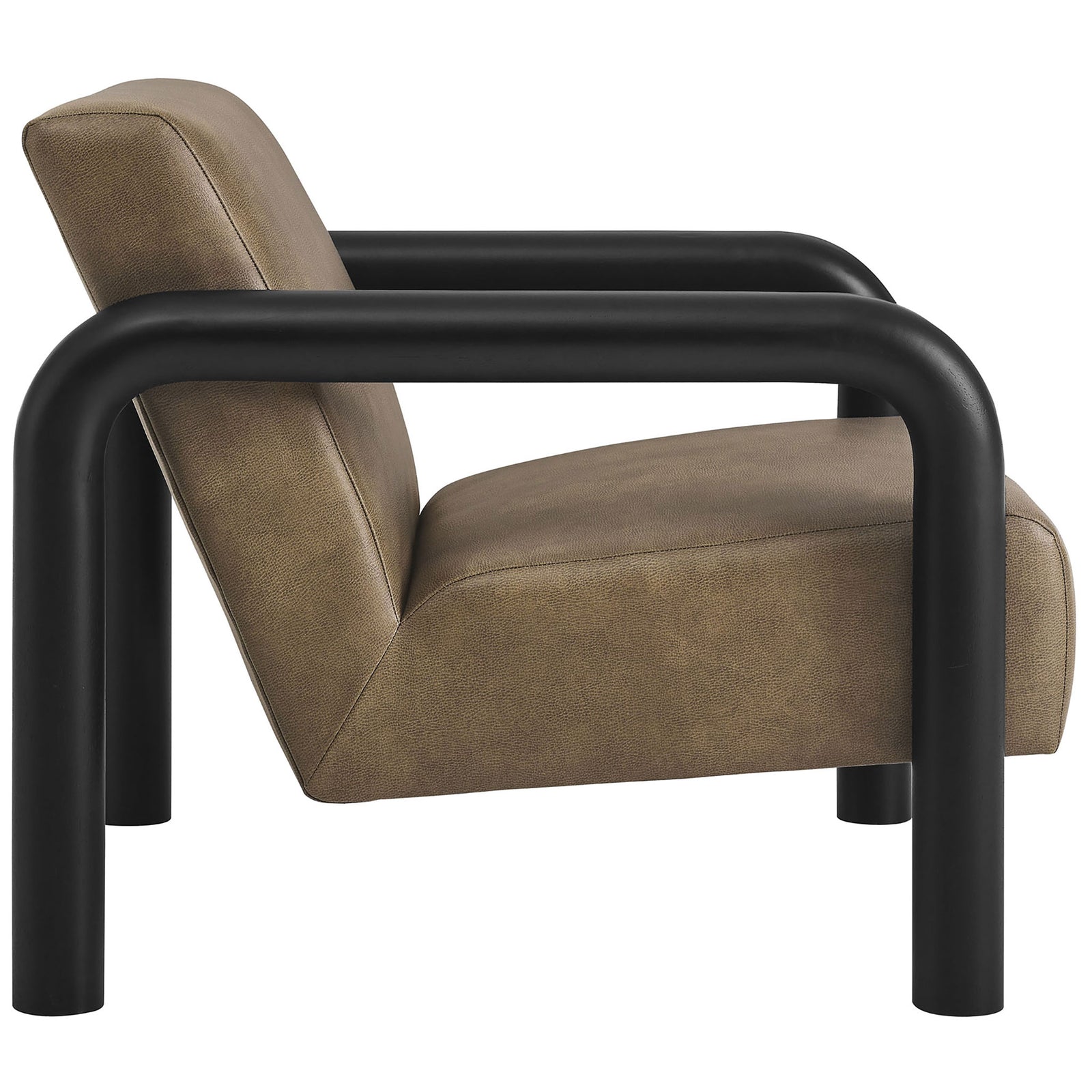 Deep, plush seat and supportive backrest pair with smooth, rounded armrests for relaxed comfort. || EEI-7392-MUS-BLK || side_studio