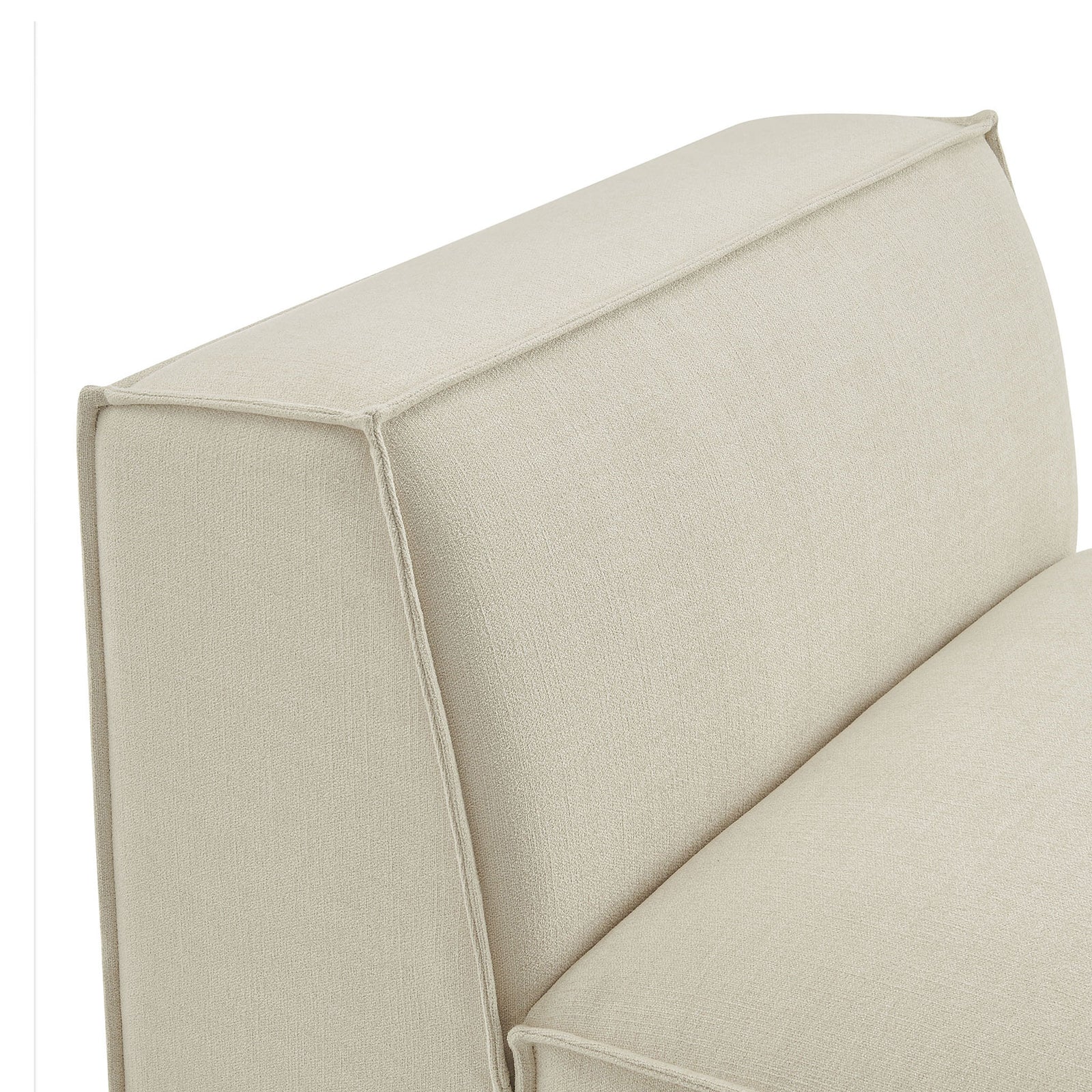 Neatly piped backrest highlights refined tailoring and the smooth, woven upholstery texture || EEI-7395-ECR || detail_studio