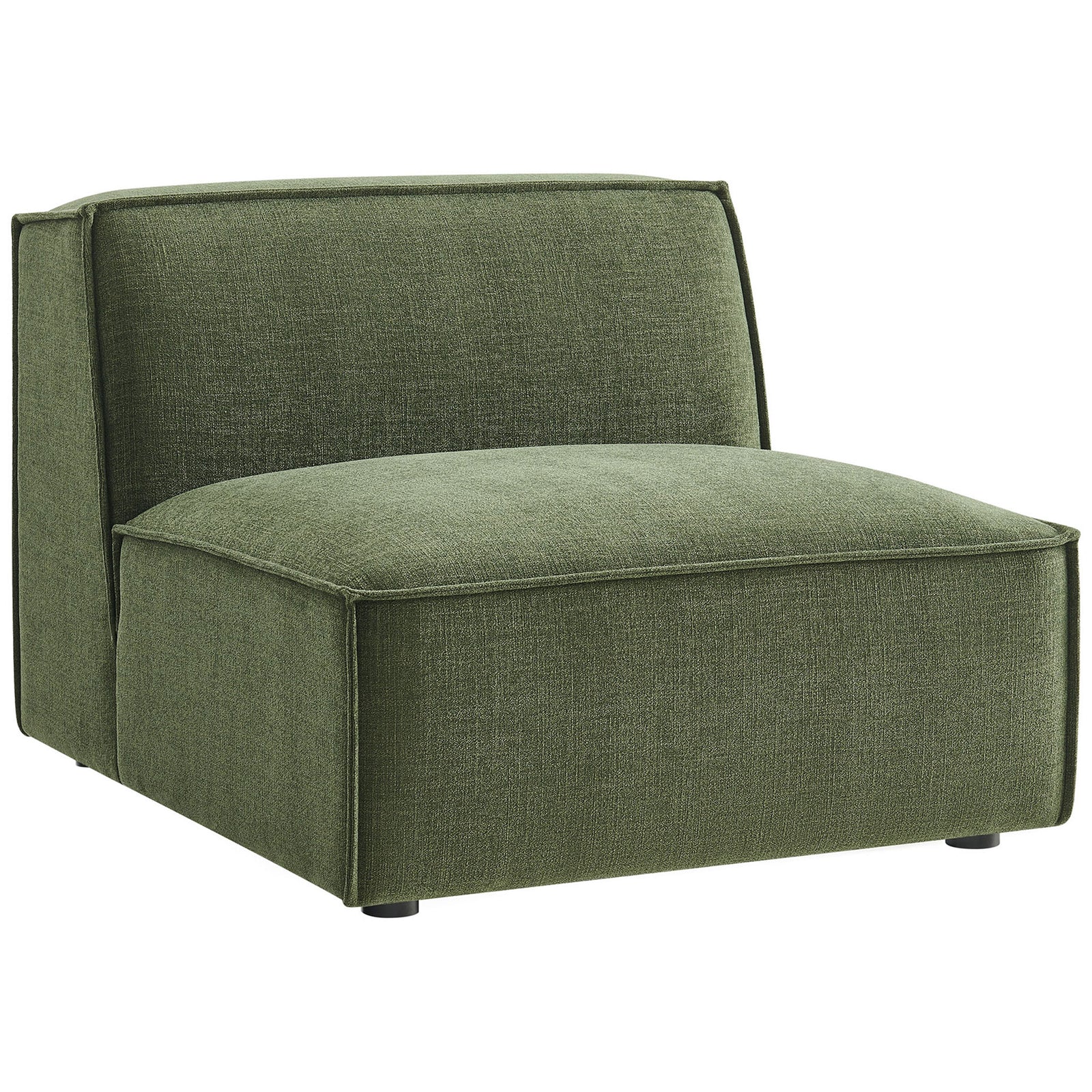 Clean-lined modular chair with French piping and generously cushioned seat in durable performance fabric || EEI-7395-FOL || front_angle_studio
