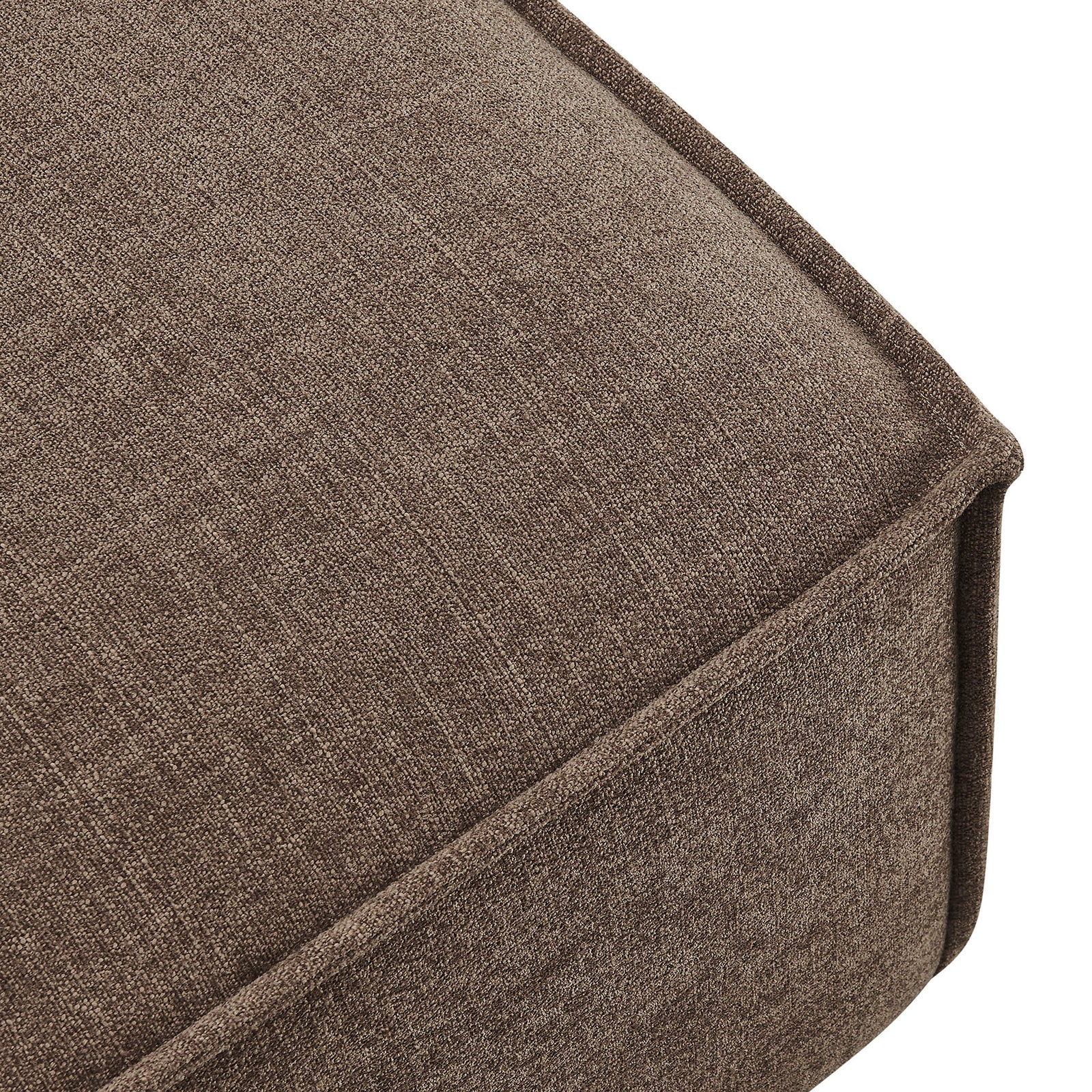 Textured mocha upholstery with crisp French piping highlighting the clean, modern lines of the modular ottoman || EEI-7401-MOC || detail_studio