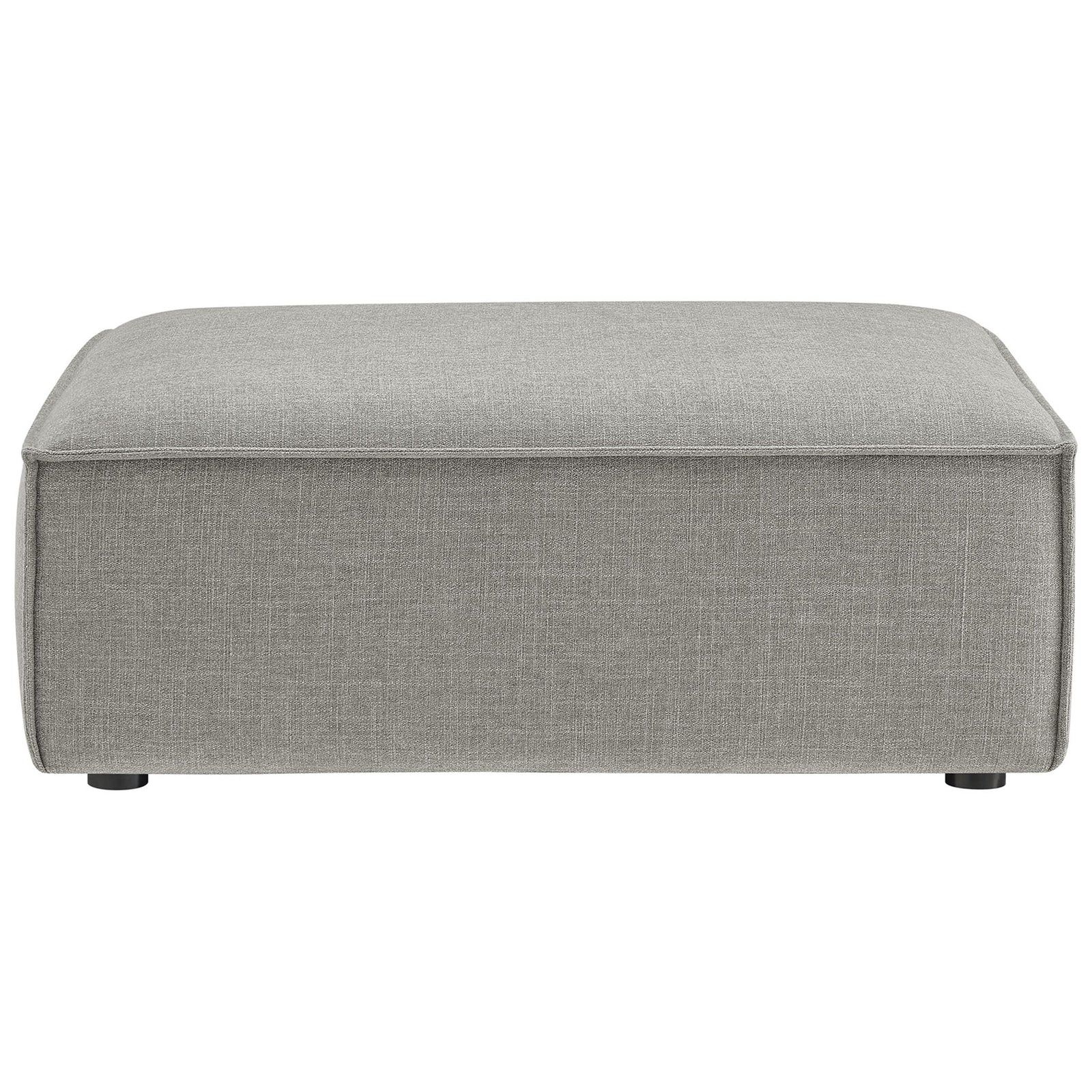 Modern pewter fabric ottoman with a generous seat and subtle welt trim for versatile living room seating || EEI-7401-PEW || front_studio