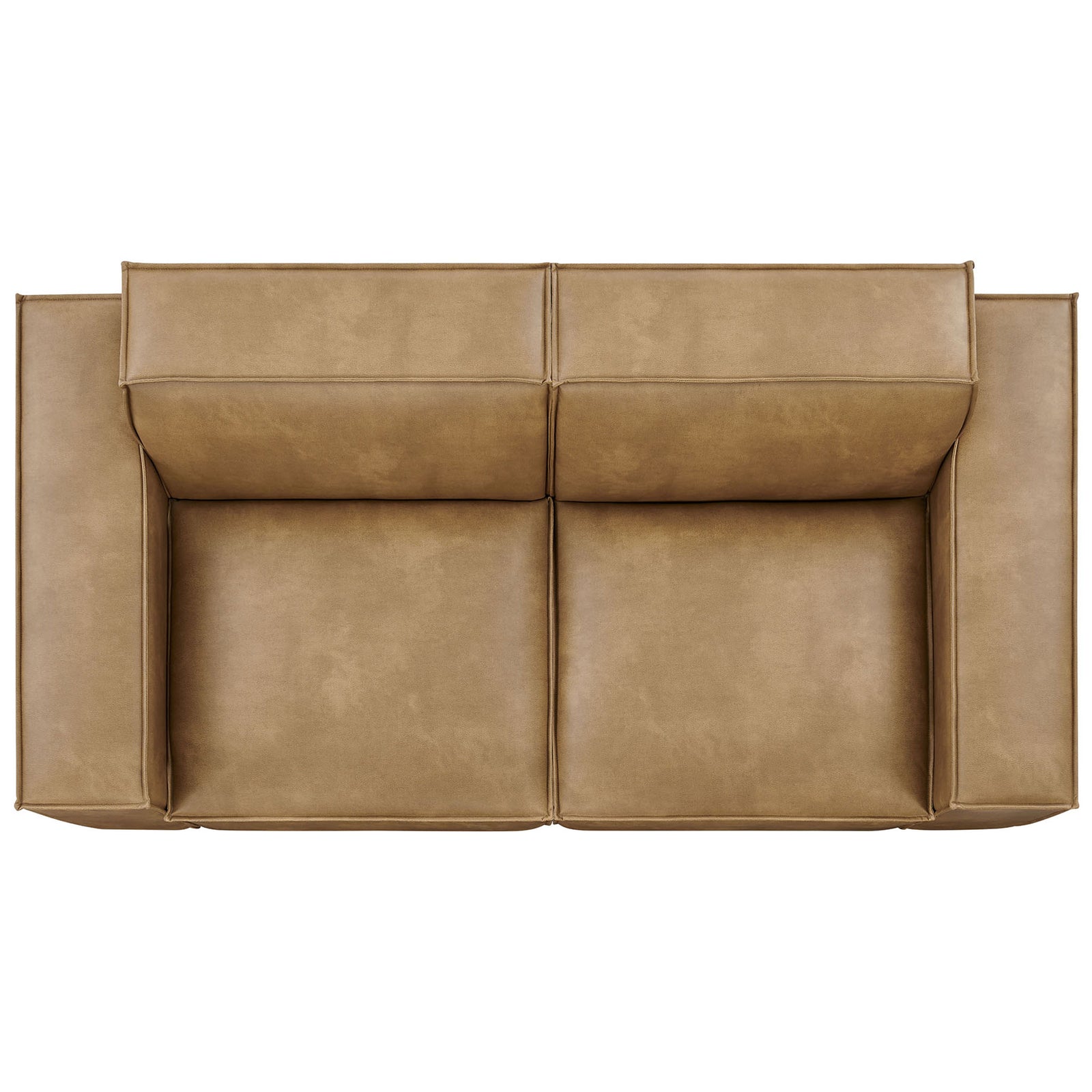 Modular toast loveseat showcases generous seat cushions and tailored French piping detail. || EEI-7404-TST || top_studio
