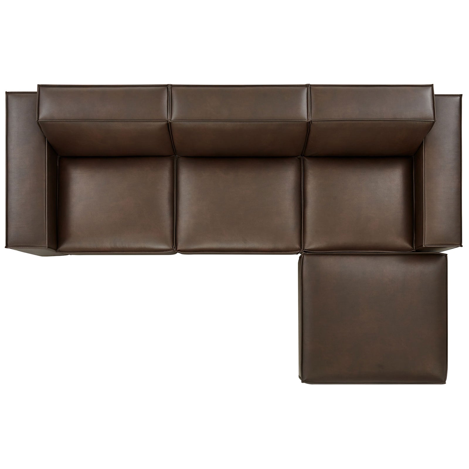 L-shaped espresso modular sofa set with right-hand ottoman and broad, cushioned seating surfaces || EEI-7410-ESP || top_studio
