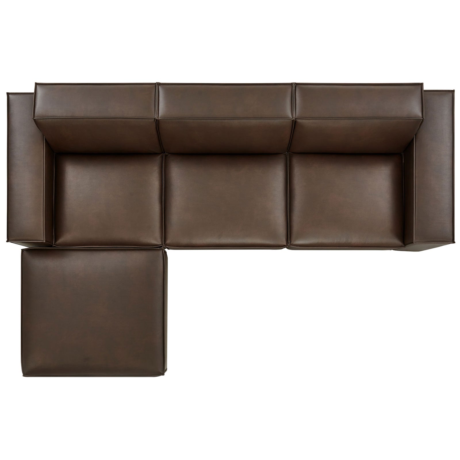 Configurable espresso modular sofa set with movable ottoman allowing multiple spacious lounge layouts || EEI-7410-ESP || top_studio