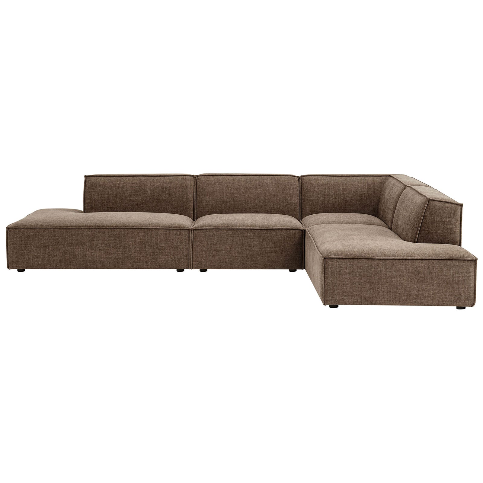 Mocha L-shaped sectional sofa featuring deep seats and an extended modular chaise configuration || EEI-7413-MOC || front_studio