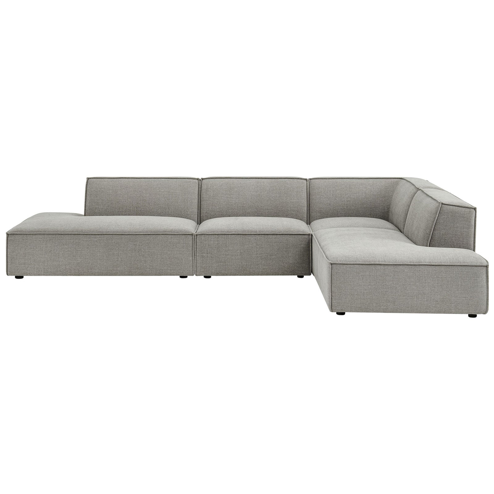 Pewter modular L-shaped sectional sofa with low-profile seats and clean, tailored cushions || EEI-7413-PEW || front_studio
