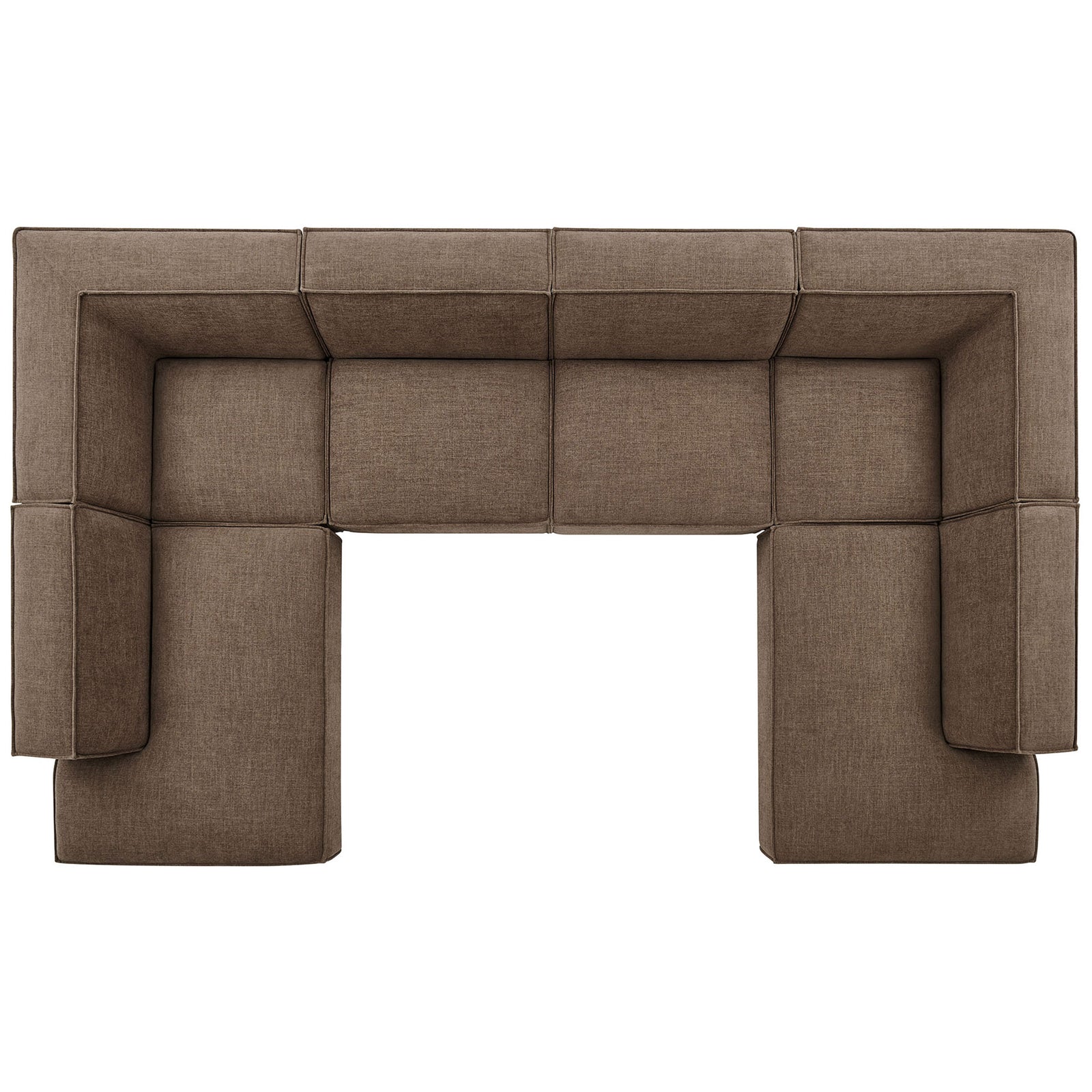 Mocha modular sectional shows spacious U-shaped layout and low-profile backrests. || EEI-7415-MOC || top_studio