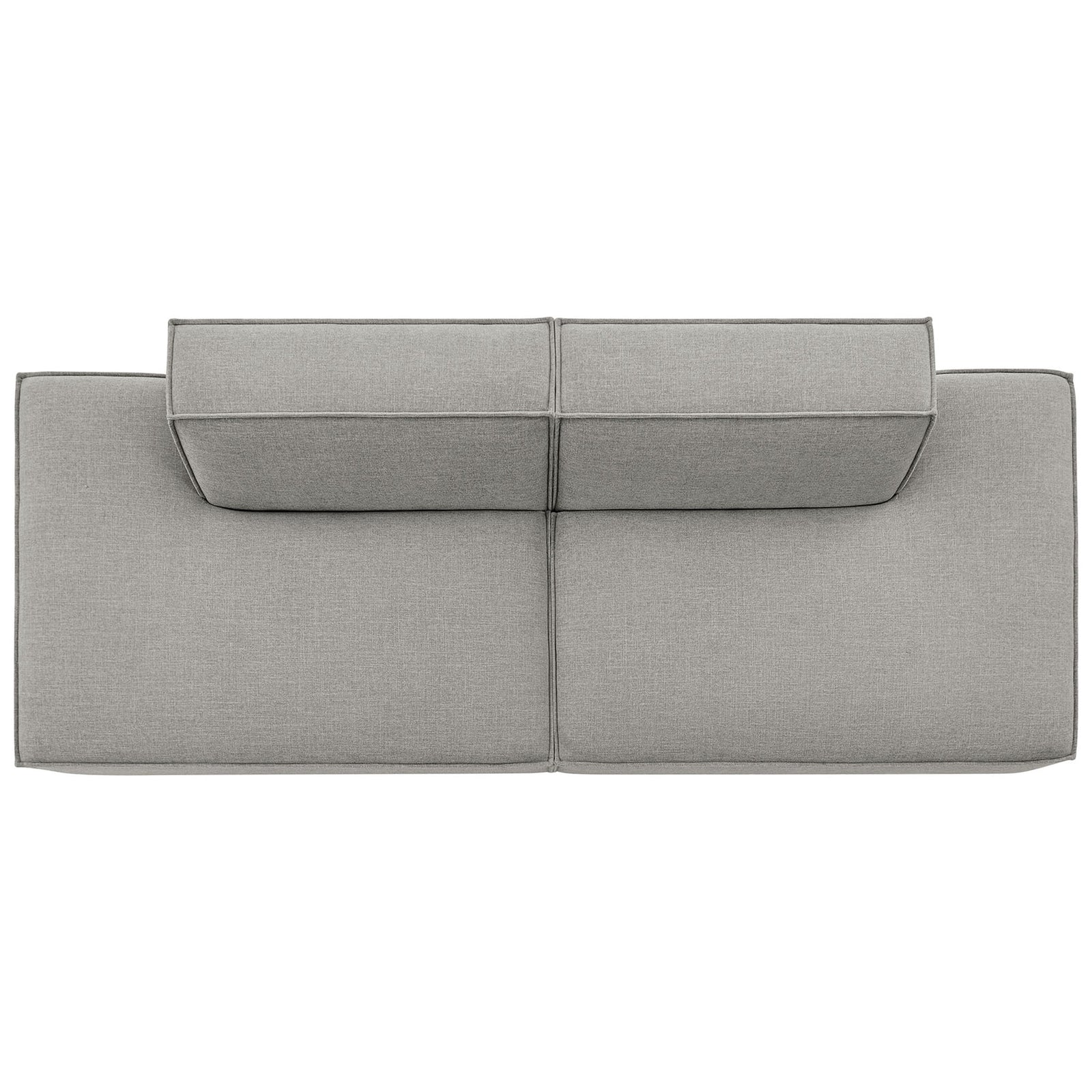 Pewter modular loveseat with expansive chaise-style platform seats and supportive back cushions || EEI-7423-PEW || top_studio