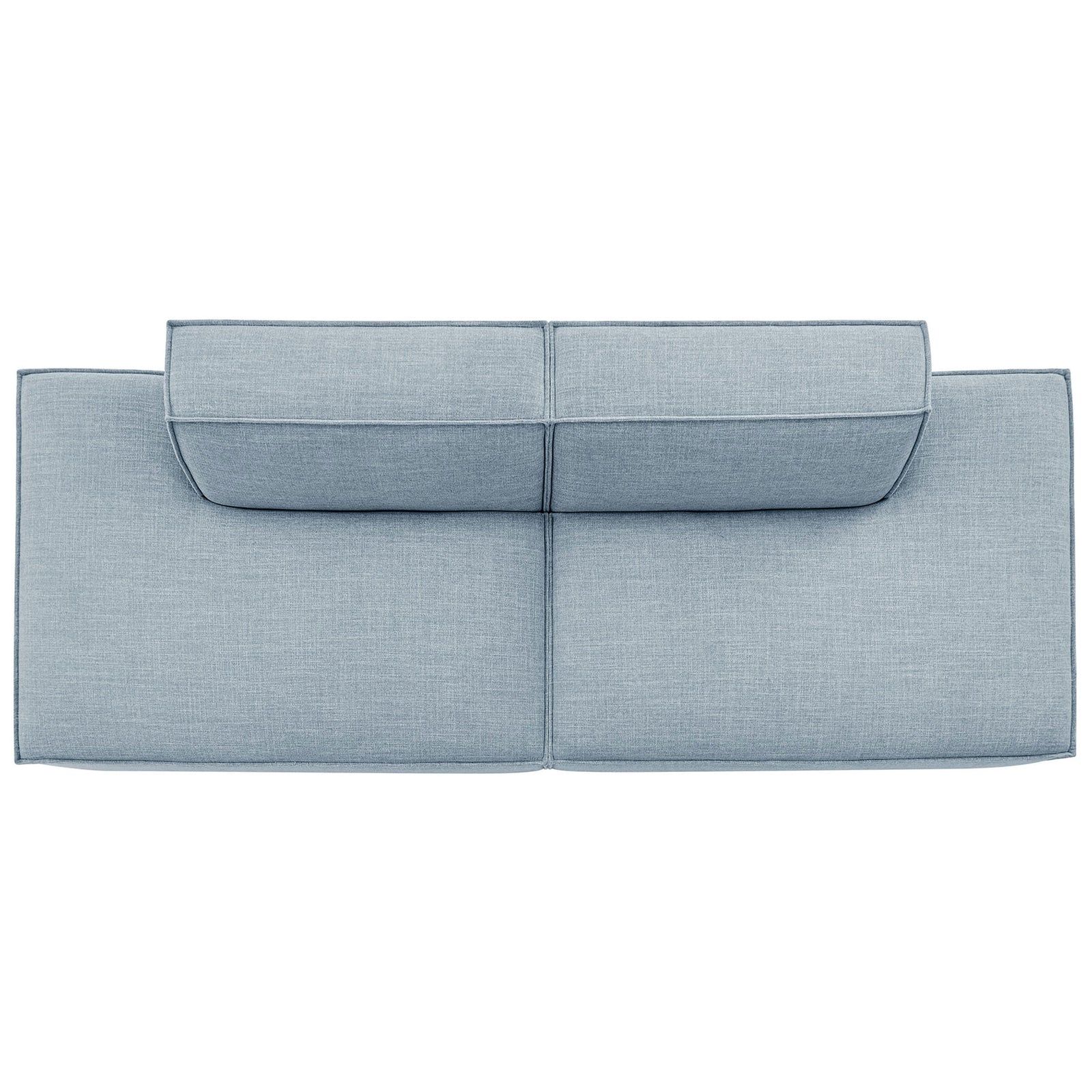 Sky blue modular loveseat showcasing extra-wide chaise-style seating and smooth tailored upholstery || EEI-7423-SKY || top_studio