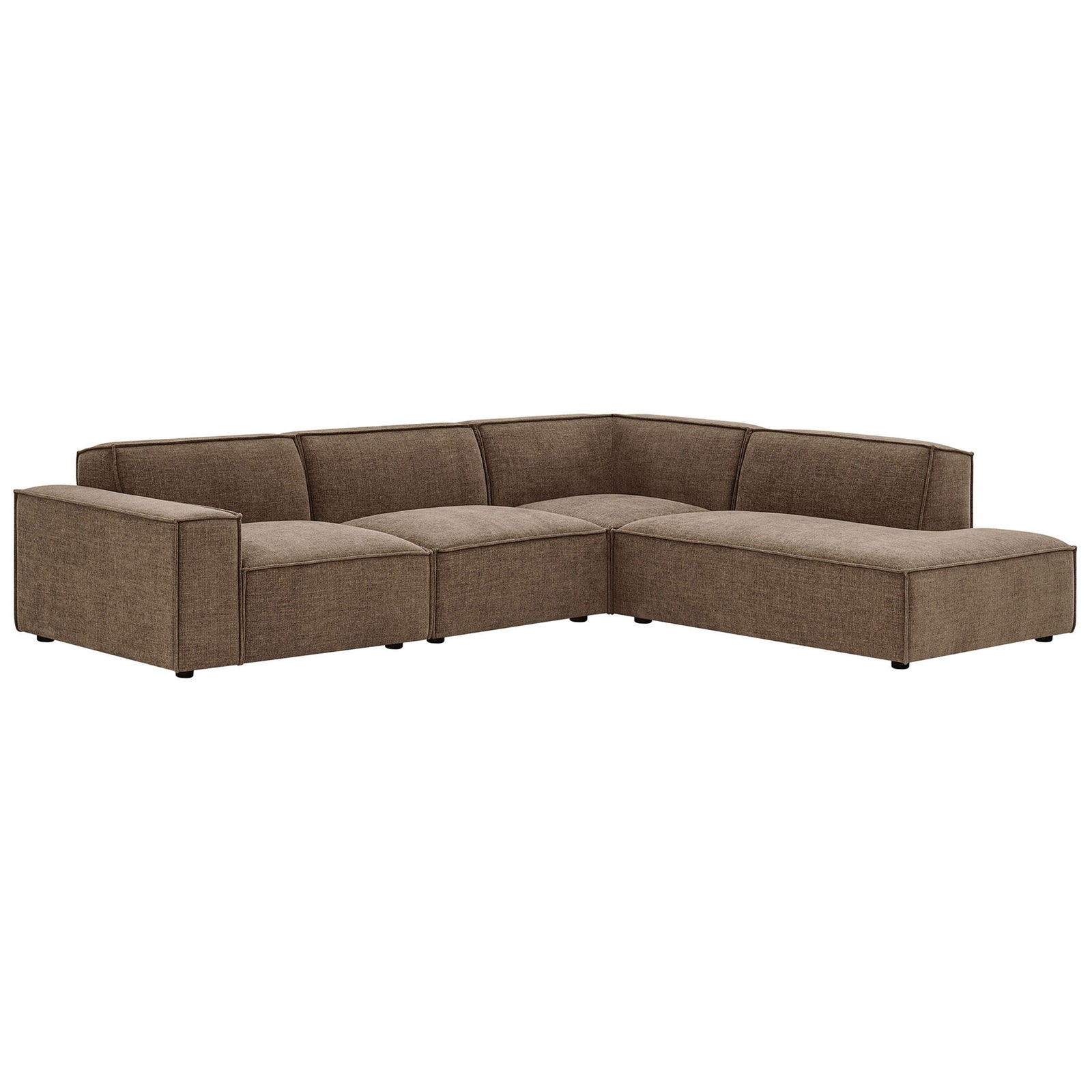 Spacious sectional design supports family lounging with deep cushions and wide arms || EEI-7429-MOC || front_angle_studio