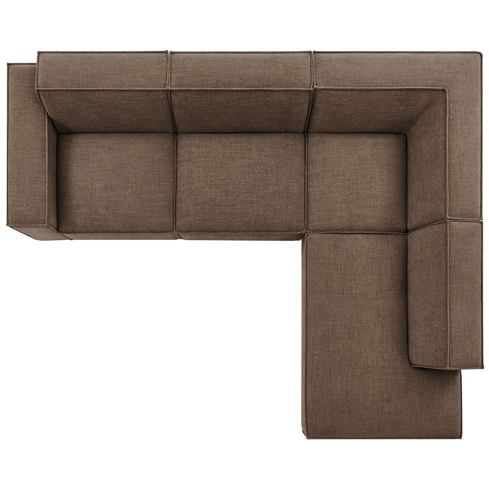Modular seating footprint forms a roomy L configuration ideal for open living spaces || EEI-7429-MOC || top_studio