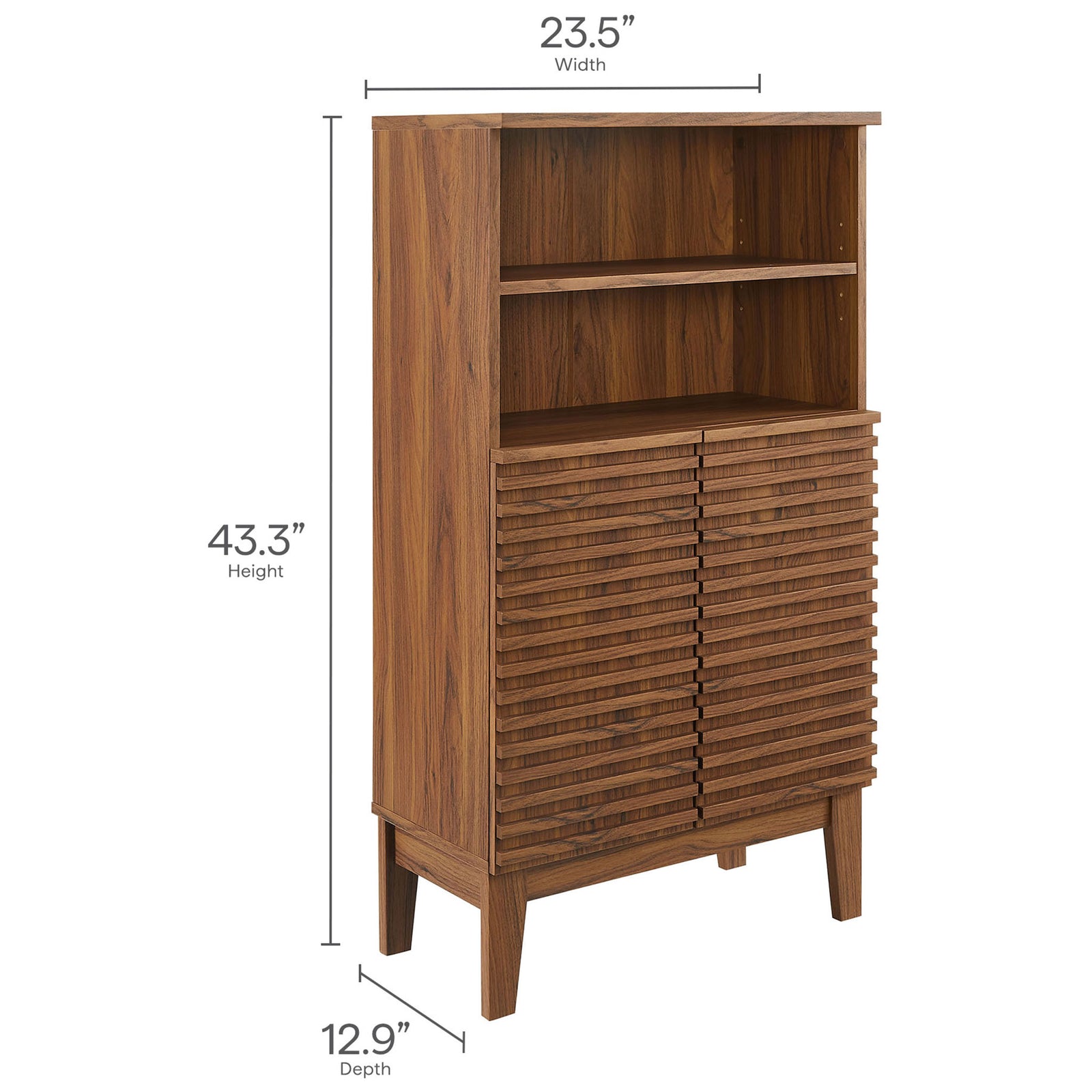 Dimension graphic with cabinet height, width, and depth for accurate bathroom space planning || EEI-7439-WAL || dimension_studio