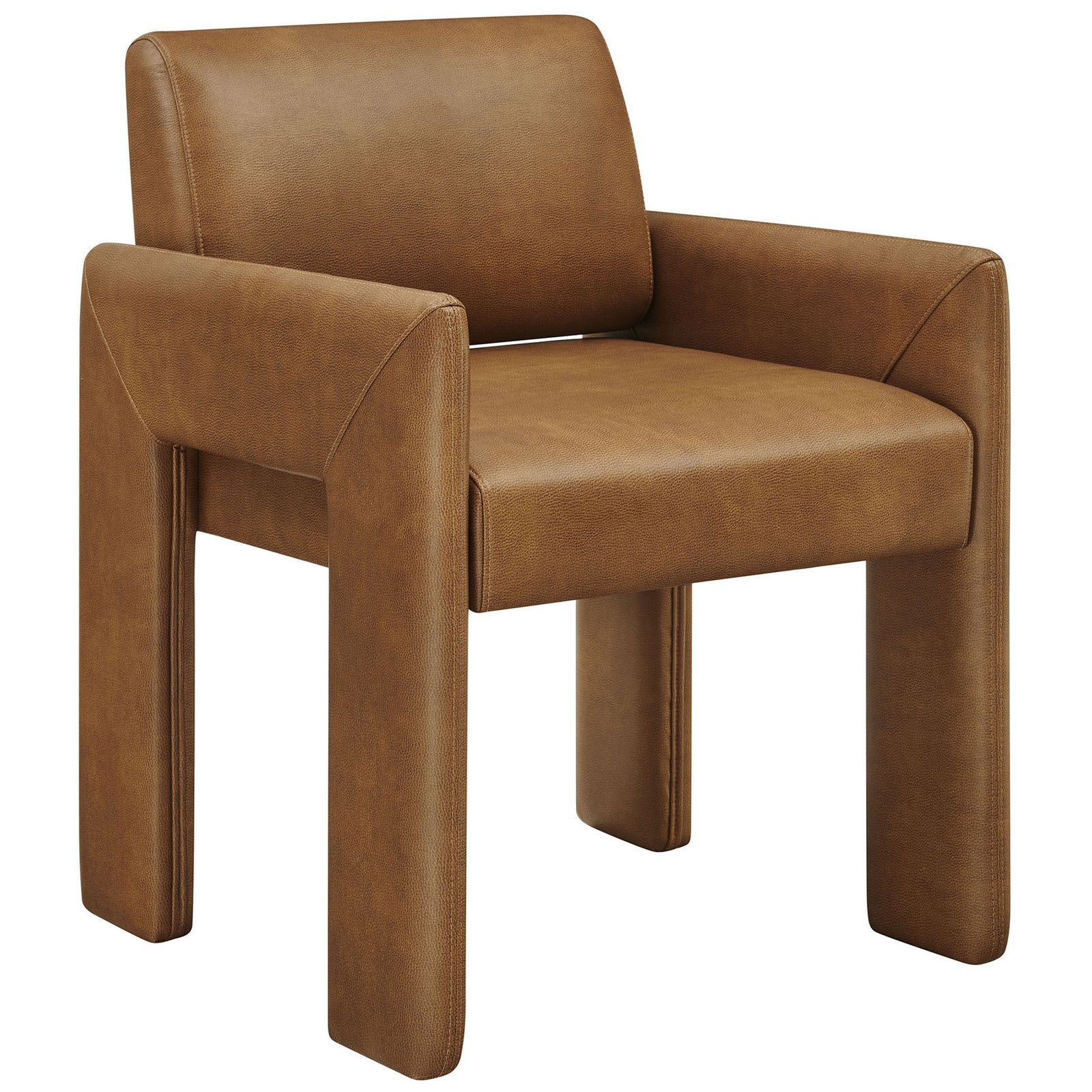 Modern canyon vegan leather dining chair with sculpted arms and generously cushioned seat || EEI-7443-CAN || front_angle_studio
