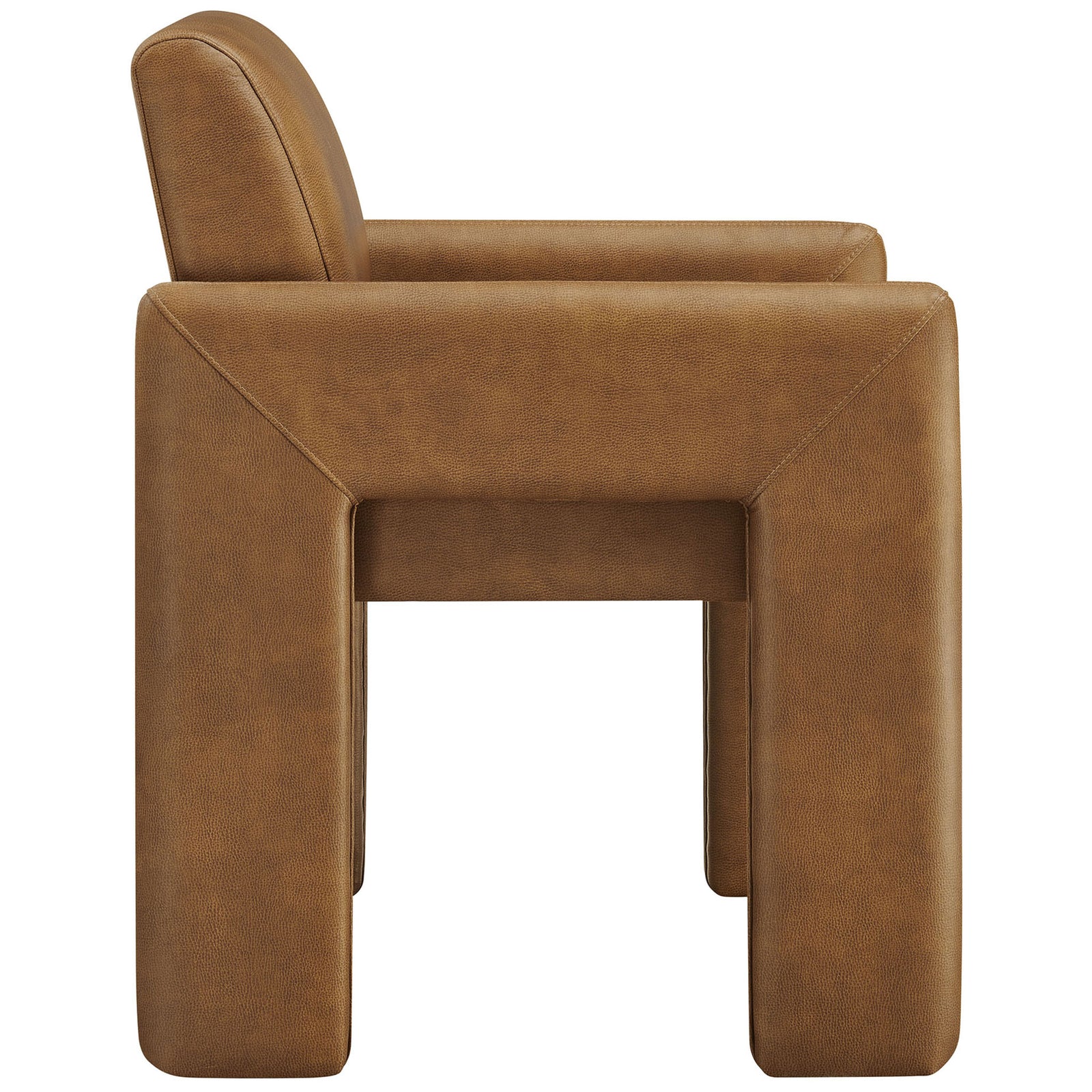Canyon vegan leather armchair with thick architectural legs and streamlined, tailored silhouette || EEI-7443-CAN || side_studio